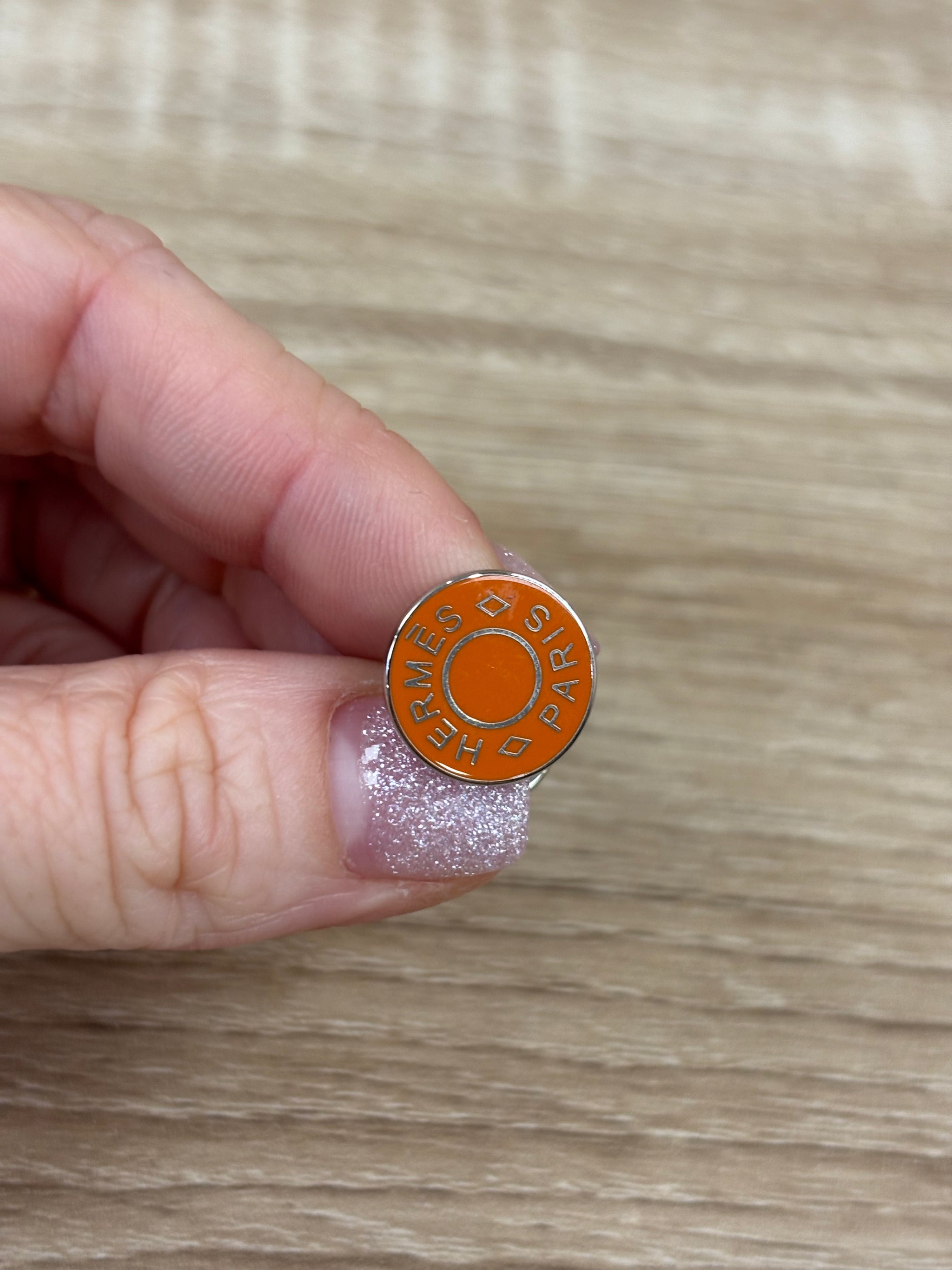 Hermes Orange And Silver Cufflinks