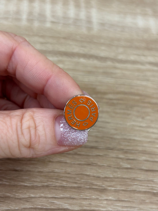 Hermes Orange And Silver Cufflinks