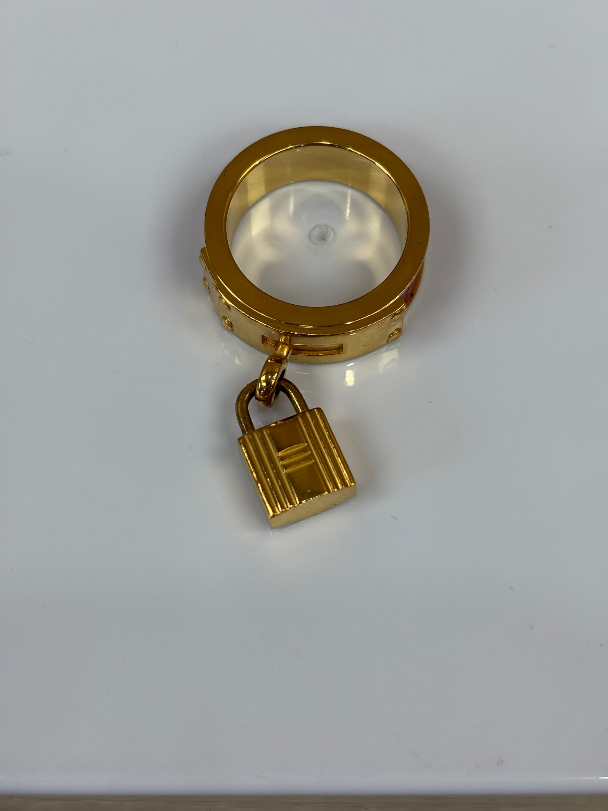 Hermes Red And Gold Kelly Scarf Ring