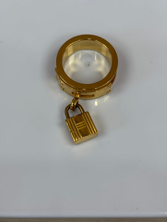 Hermes Red And Gold Kelly Scarf Ring