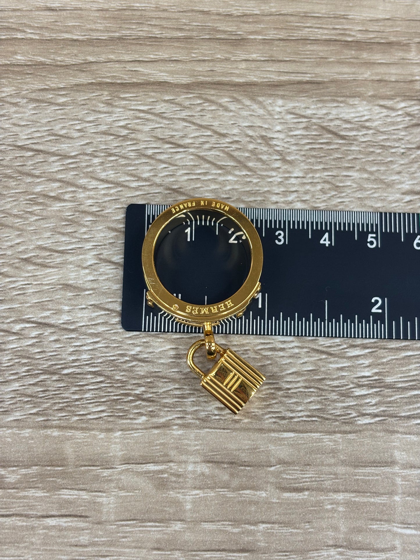 Hermes Gold And Brown Leather Kelly Lock Scarf Ring
