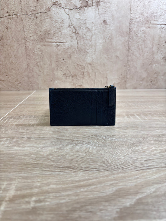 Gucci Black Leather Zip Top Card Case