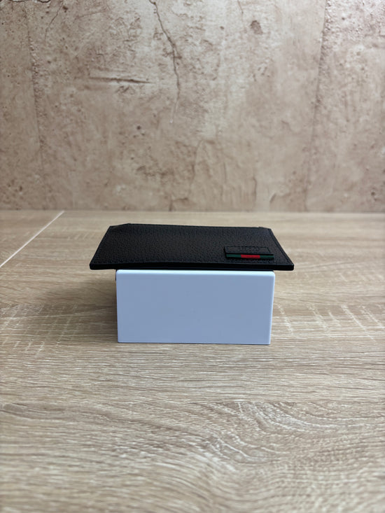 Gucci Black Leather Zip Top Card Case