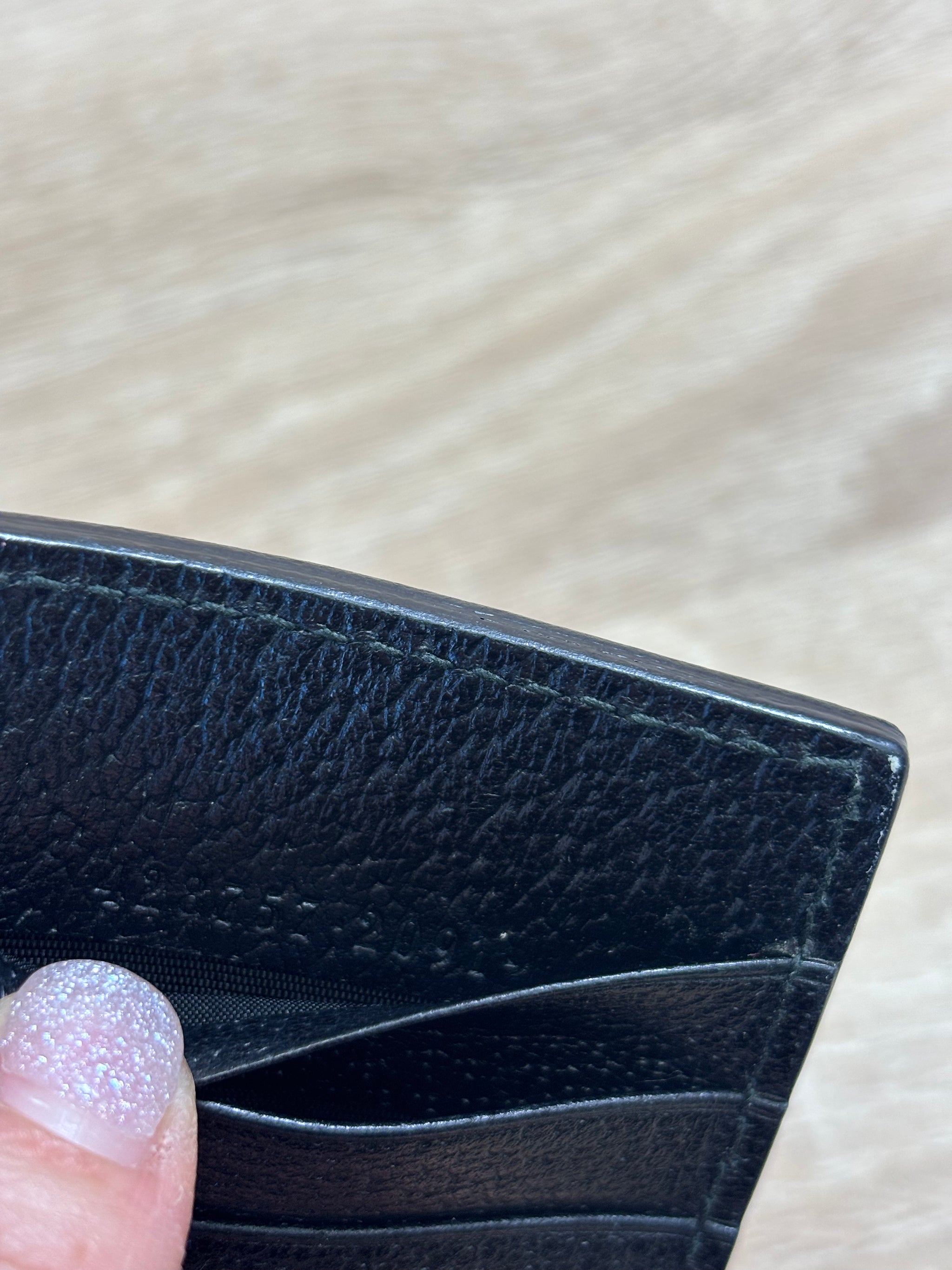 Gucci Black Leather Zip Top Card Case