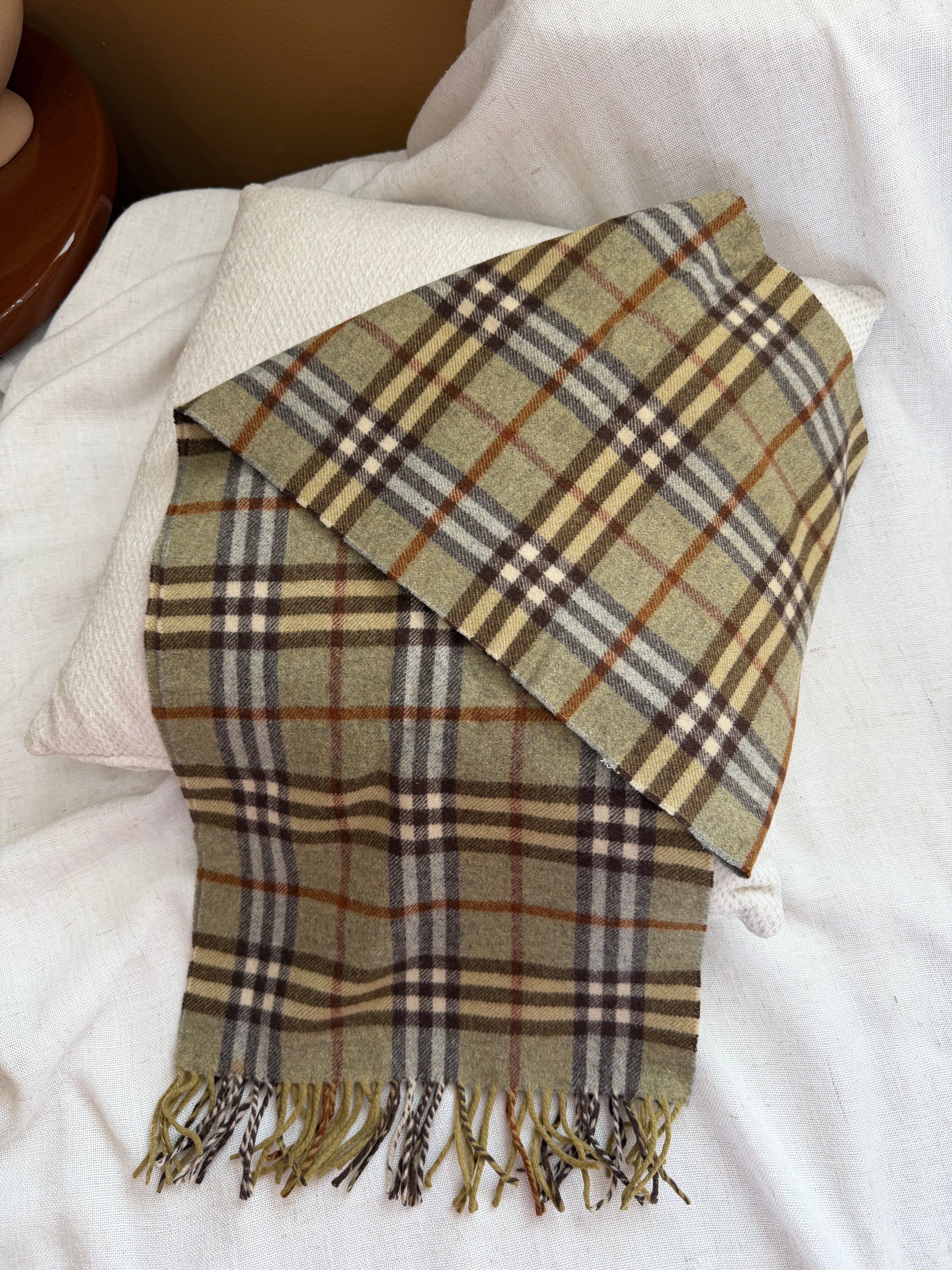 Burberry Vintage Yellow And Brown Novacheck Lambswool Scarf