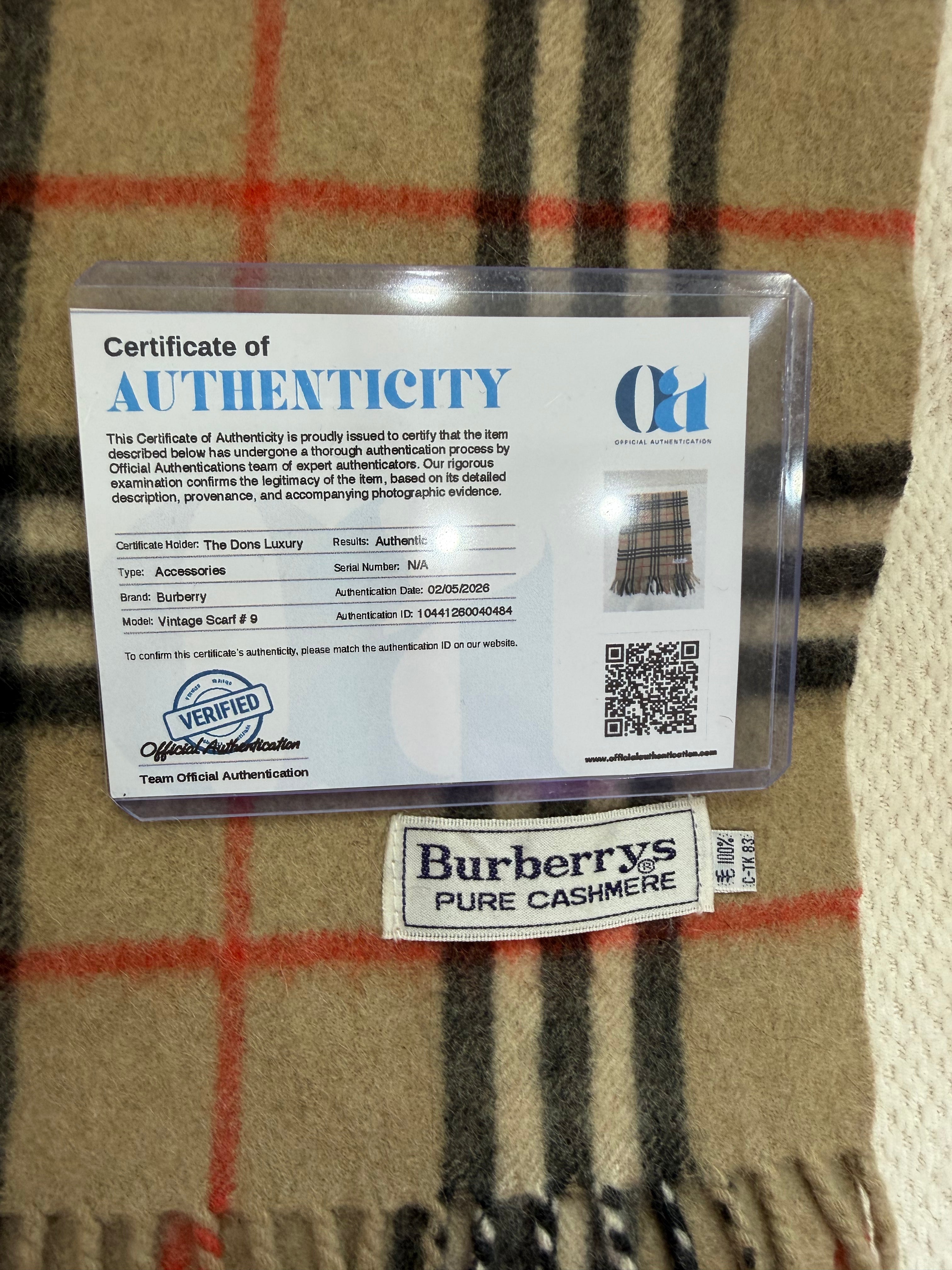 Burberry Vintage Tan And Black Novacheck Cashmere Scarf