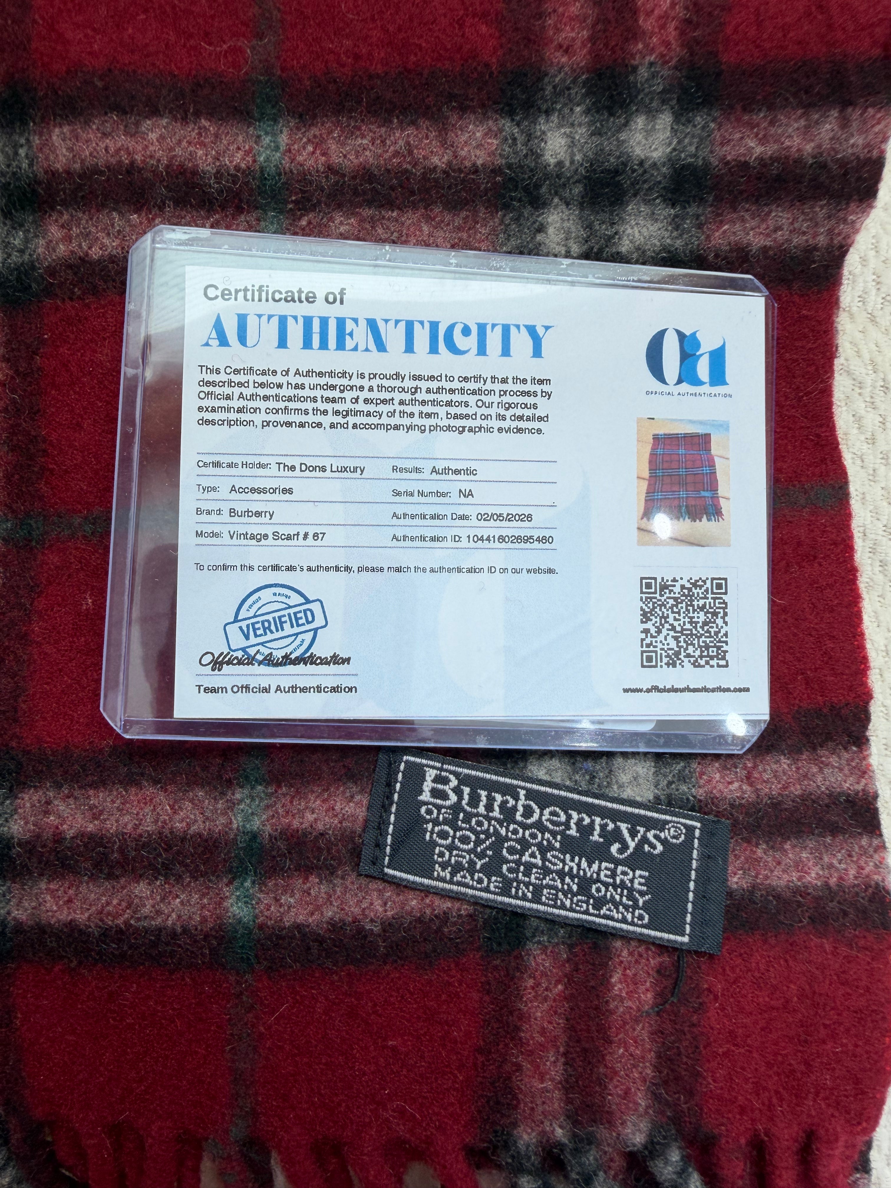 Burberry Vintage Red And Black Novacheck Cashmere Scarf