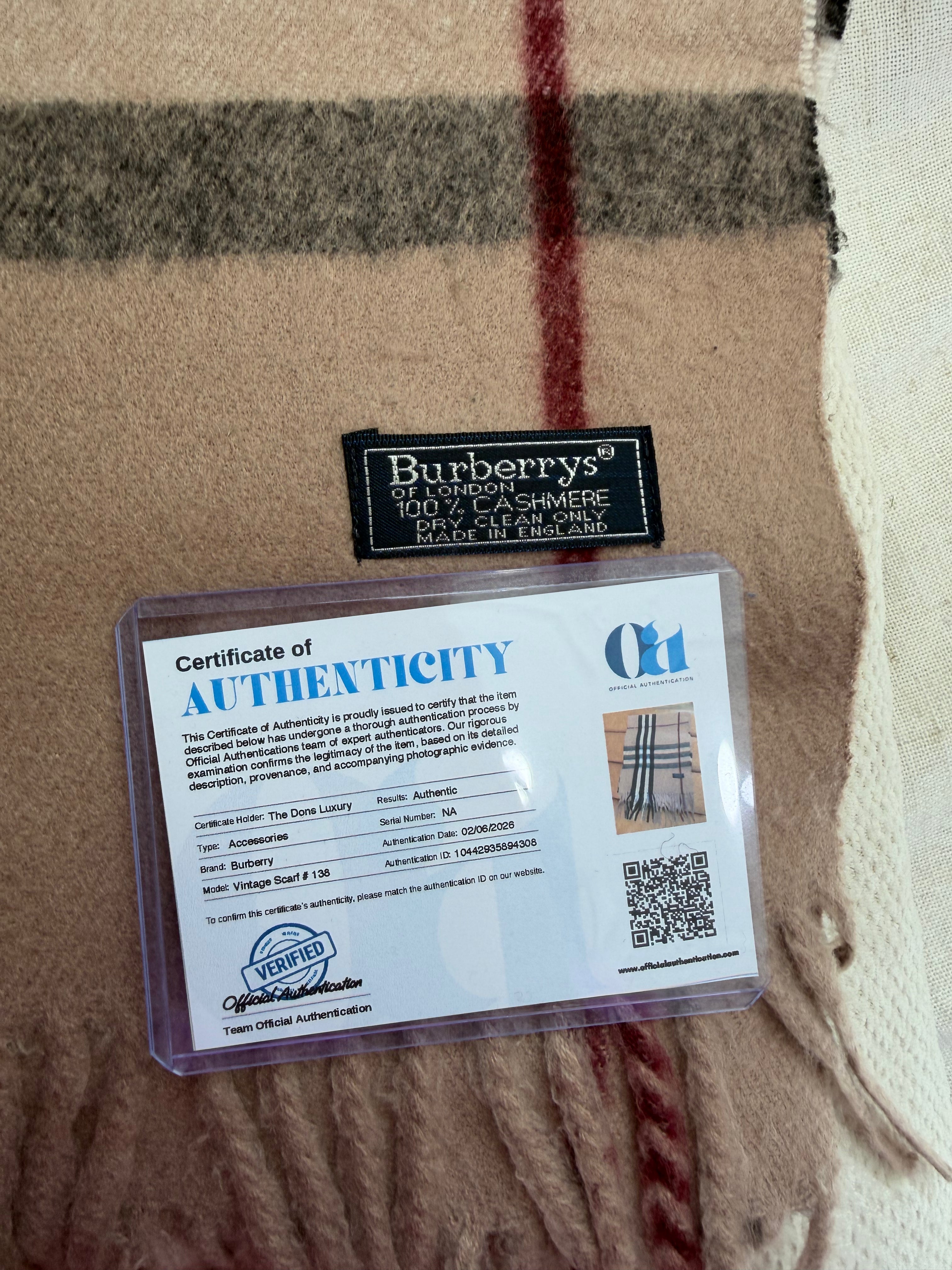 Burberry Vintage Tan And Black Novacheck Cashmere Scarf