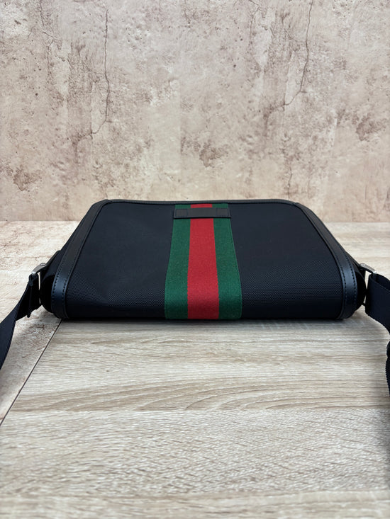 Gucci Black Canvas And Web Messenger Bag