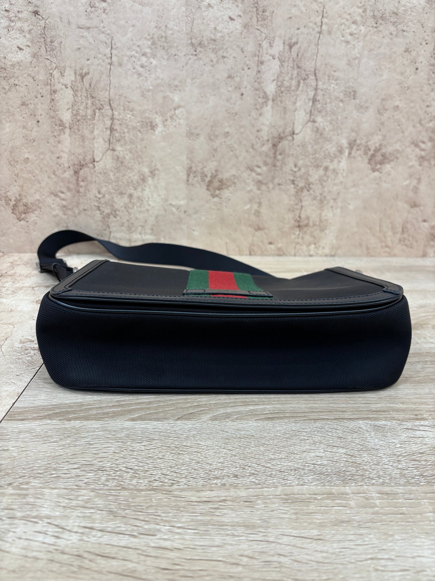 Gucci Black Canvas And Web Messenger Bag