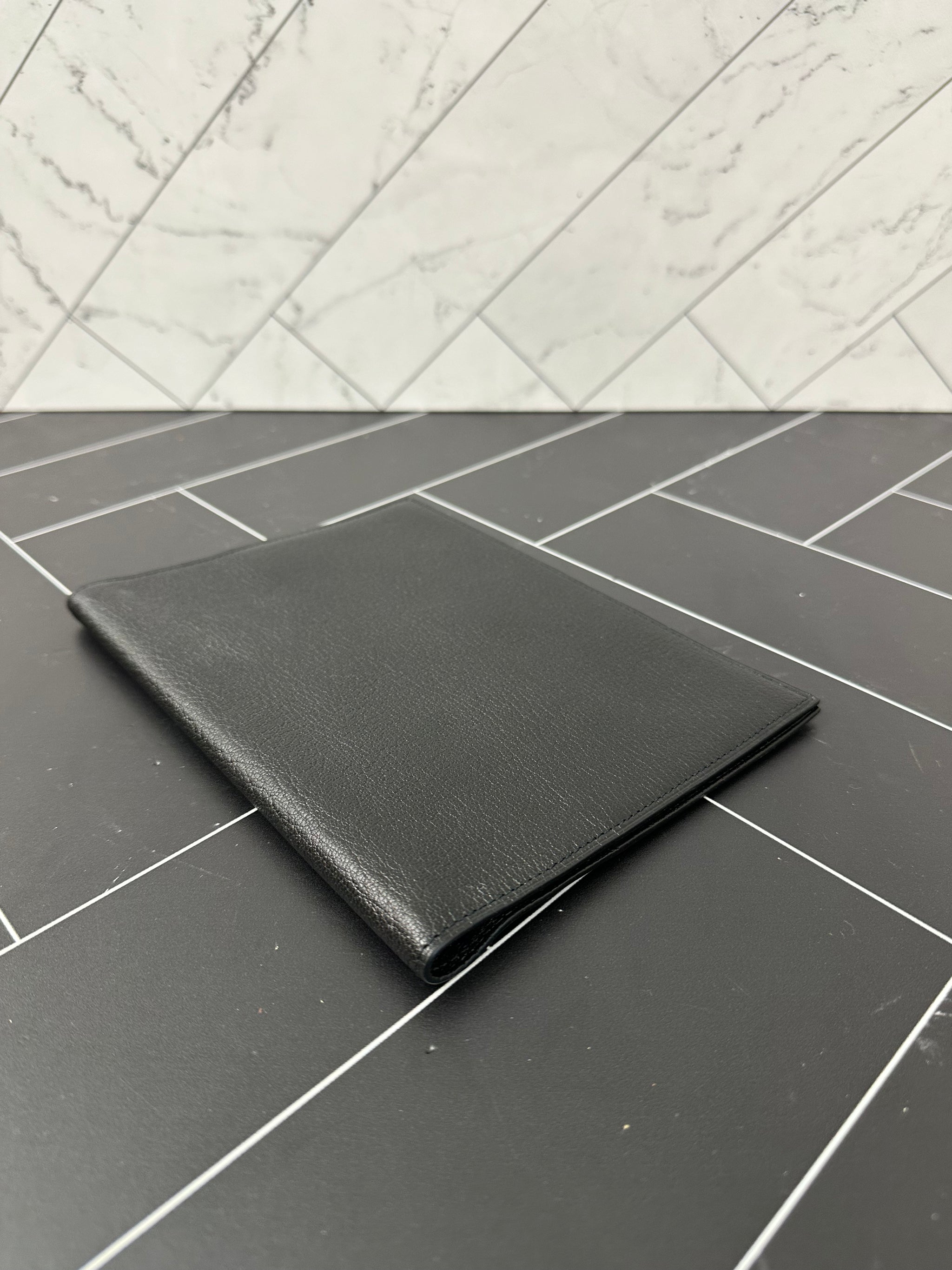 Hermes Black Leather Notebook Cover MM