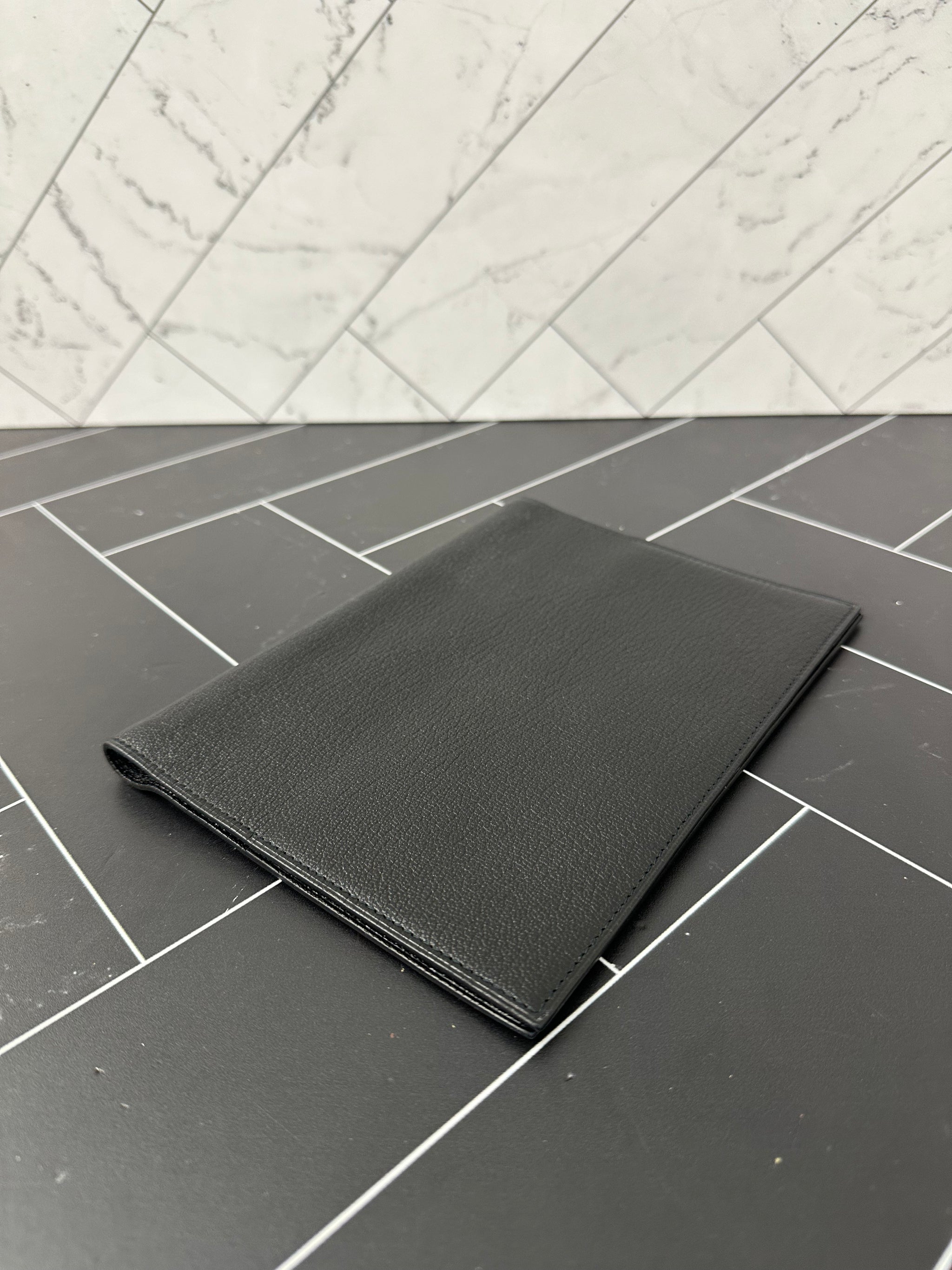 Hermes Black Leather Notebook Cover MM