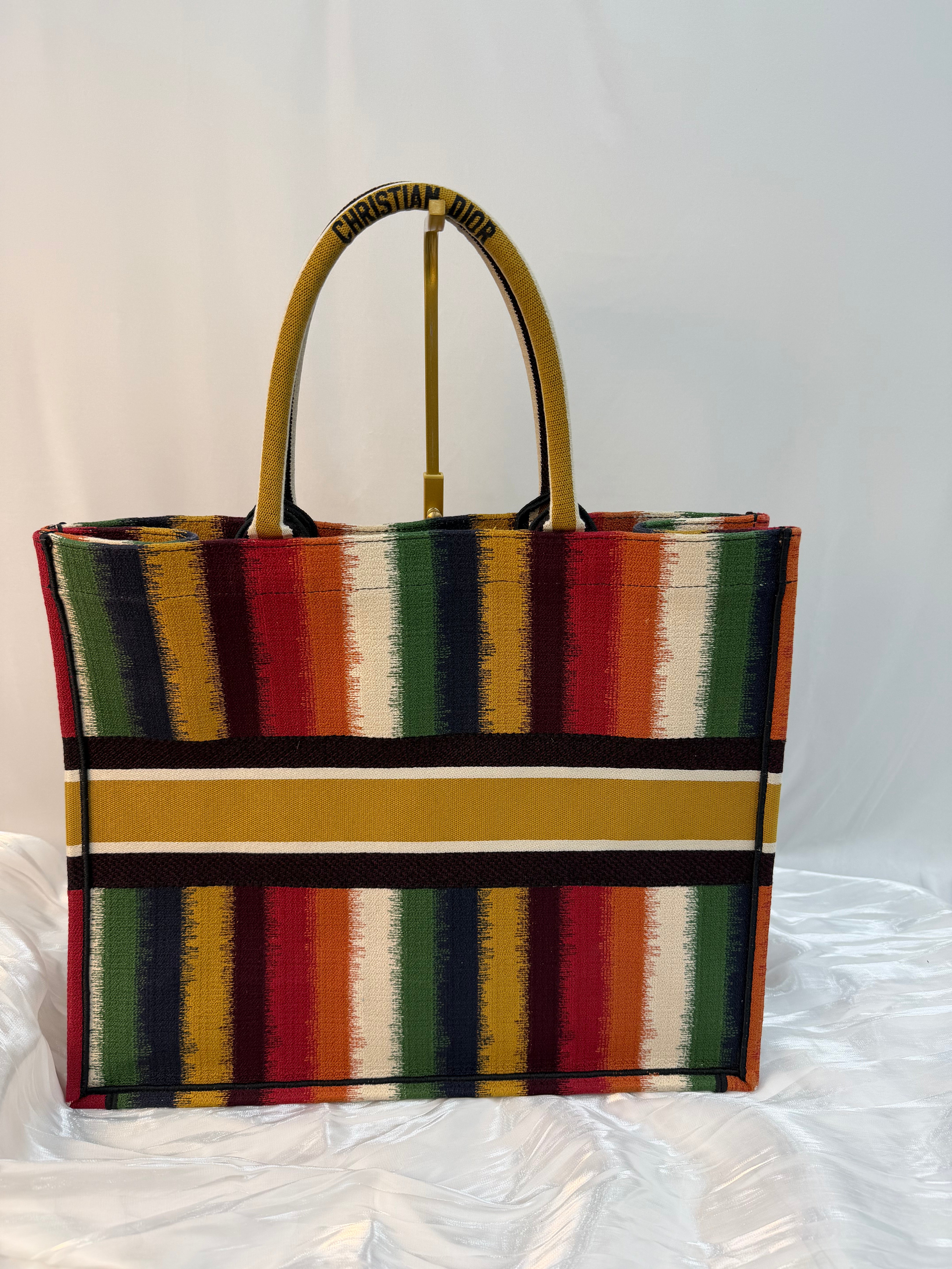 Christian Dior Multicolor Canvas Large Striped Book Tote
