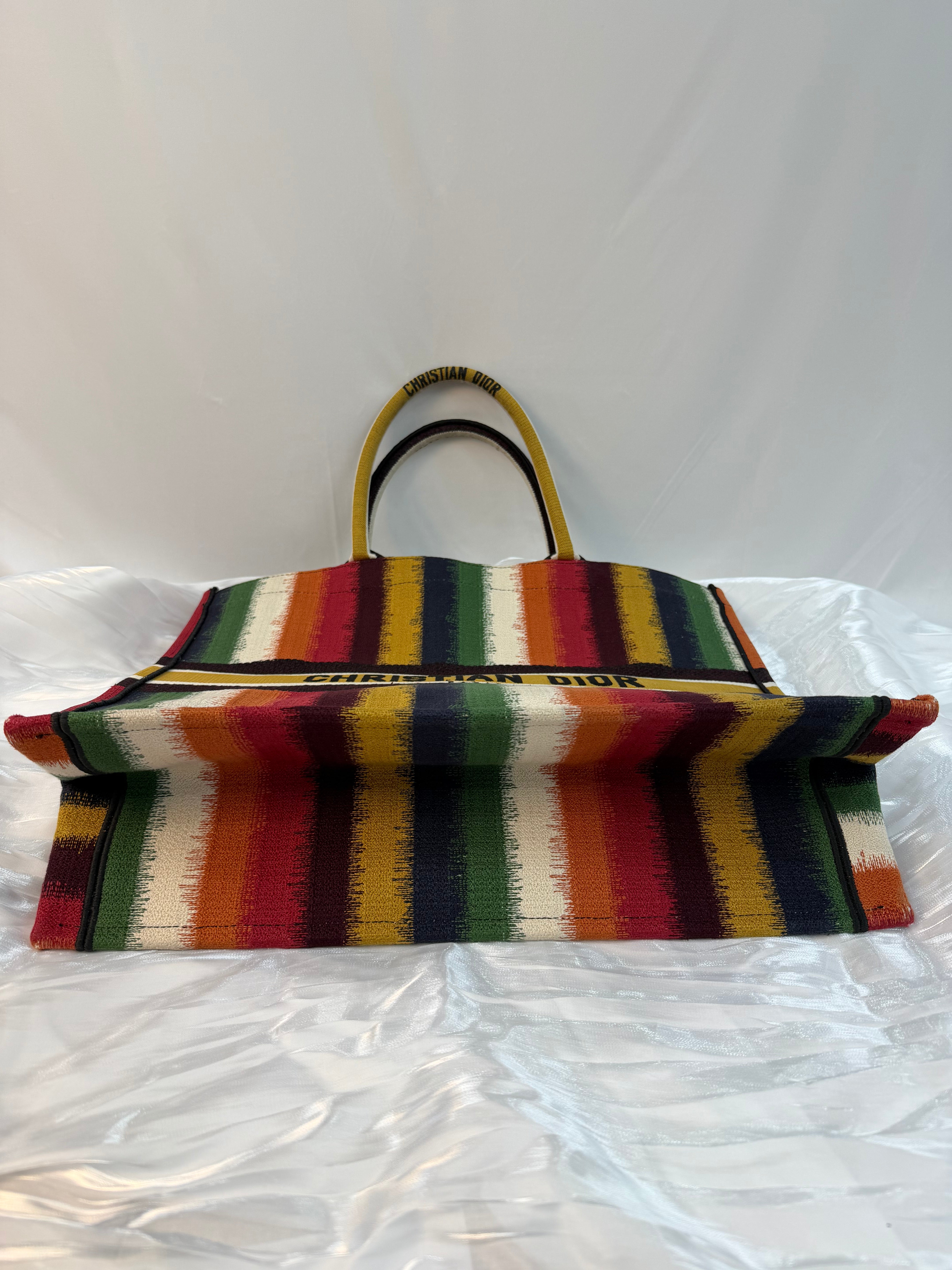 Christian Dior Multicolor Canvas Large Striped Book Tote