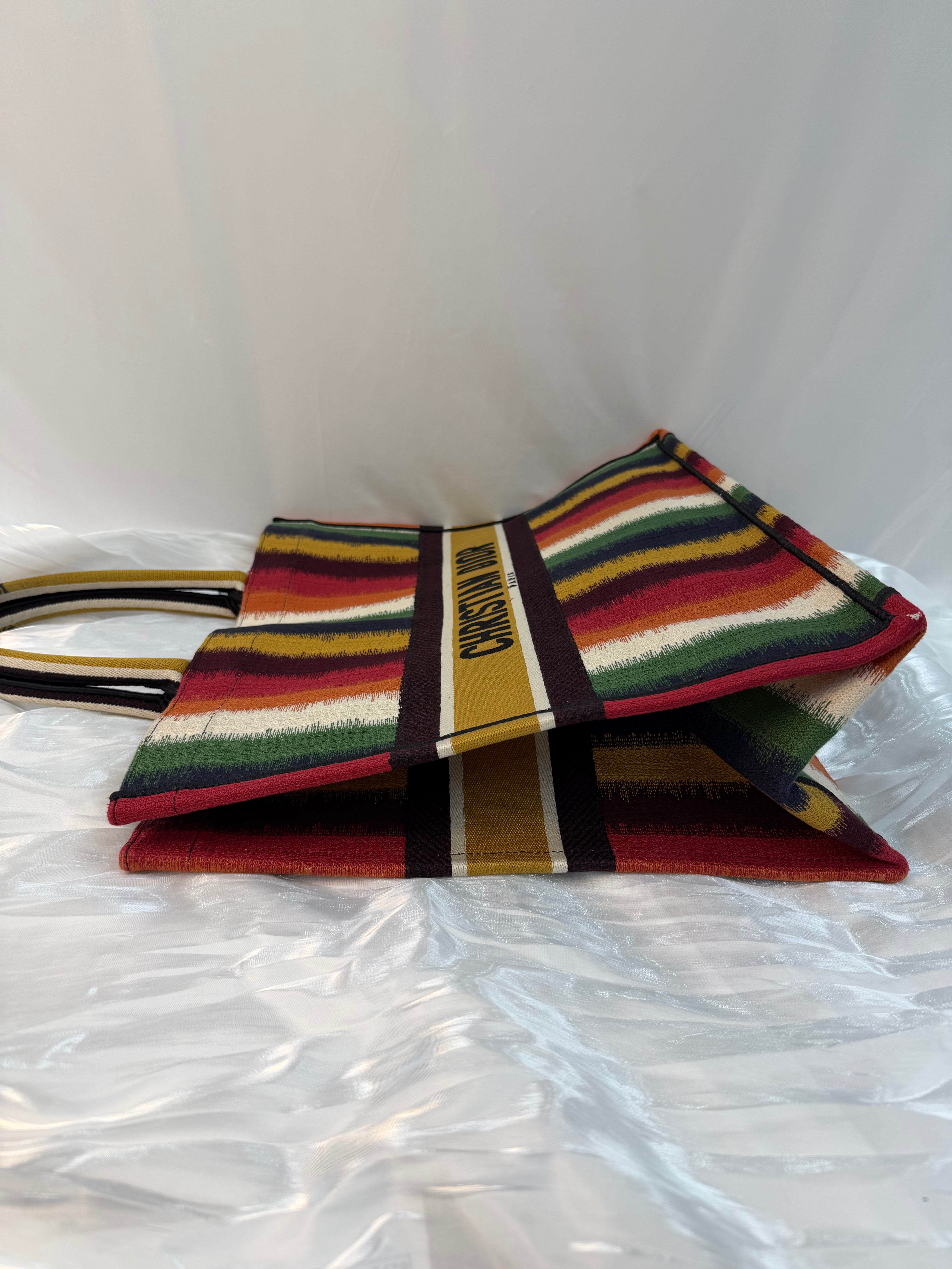 Christian Dior Multicolor Canvas Large Striped Book Tote