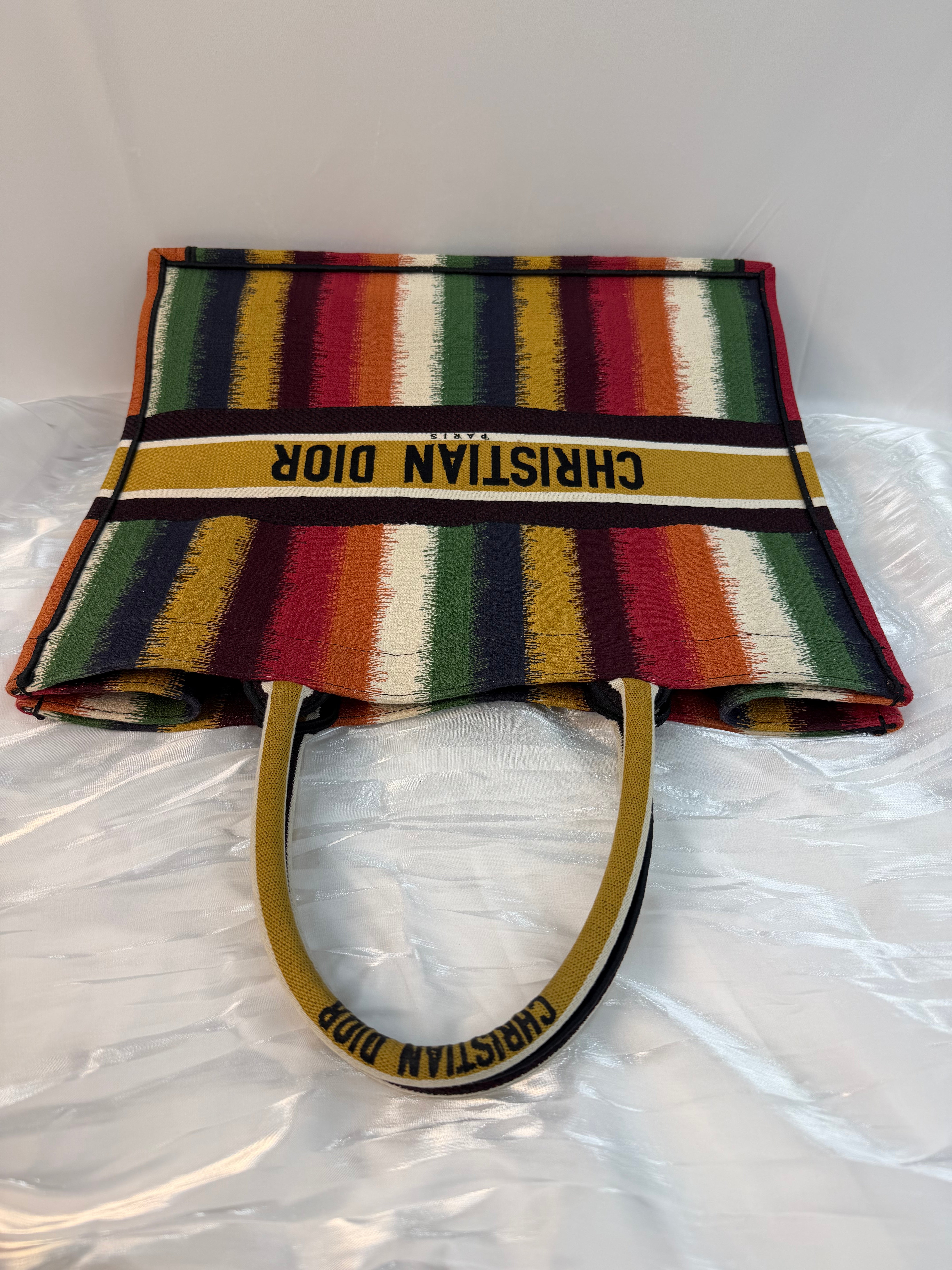 Christian Dior Multicolor Canvas Large Striped Book Tote