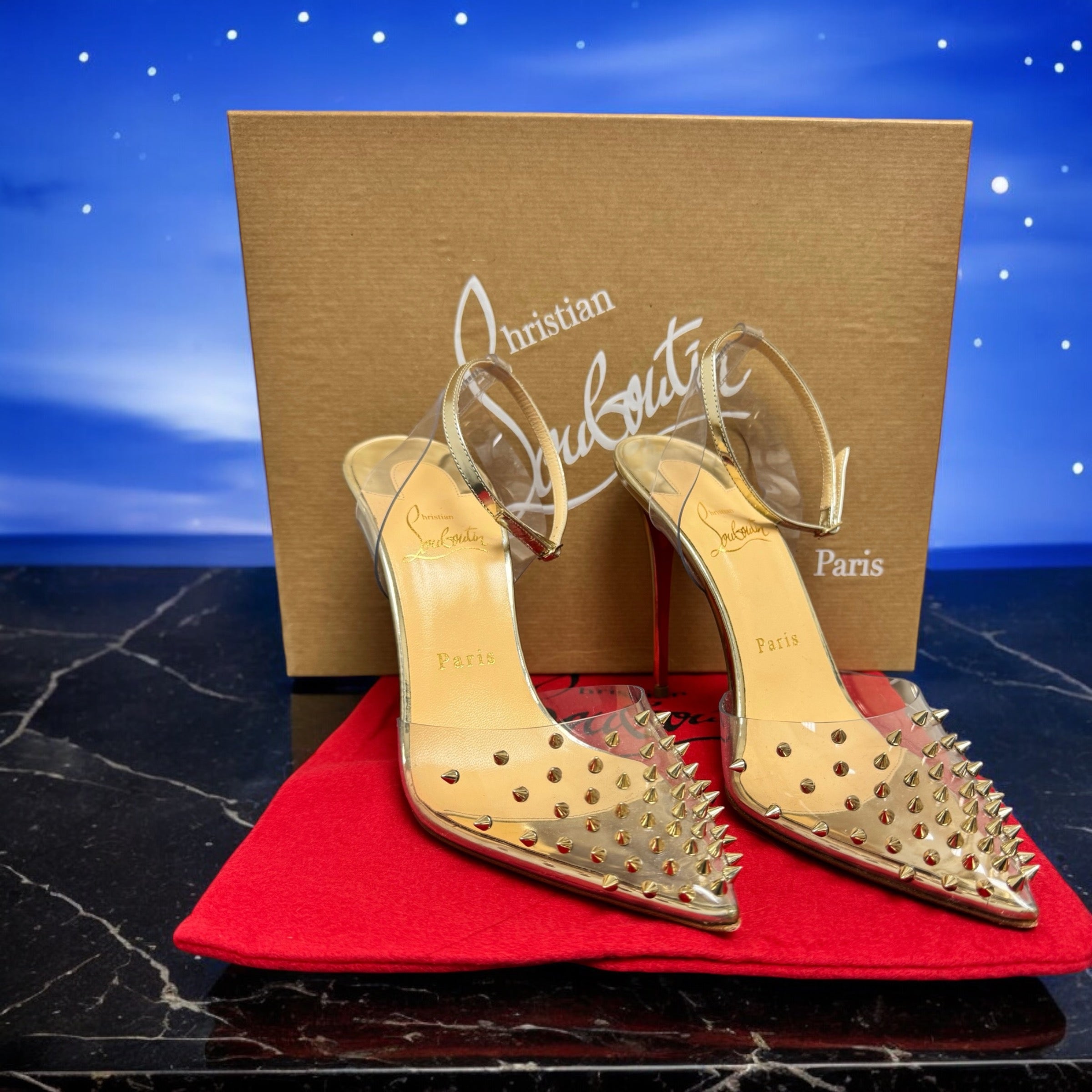 Christian Louboutin PVC Specchio Spikoo 100 Pumps Size 38