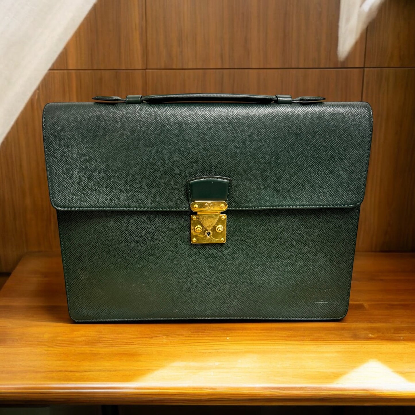 Louis Vuitton Green Taiga Leather Briefcase