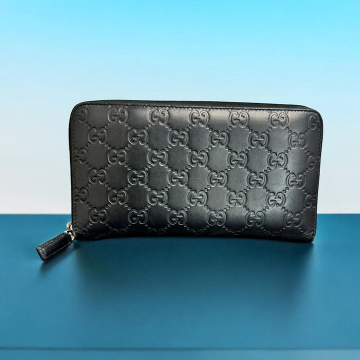 Gucci Black Guccissima Zippy Wallet