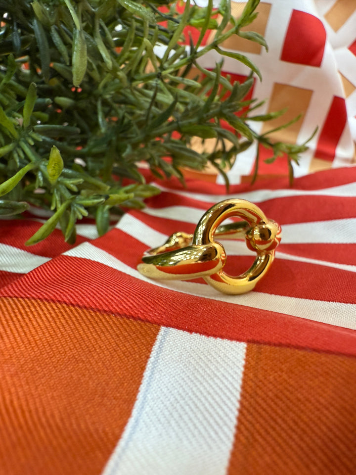 Hermes Gold Horsebit Circle Scarf Ring
