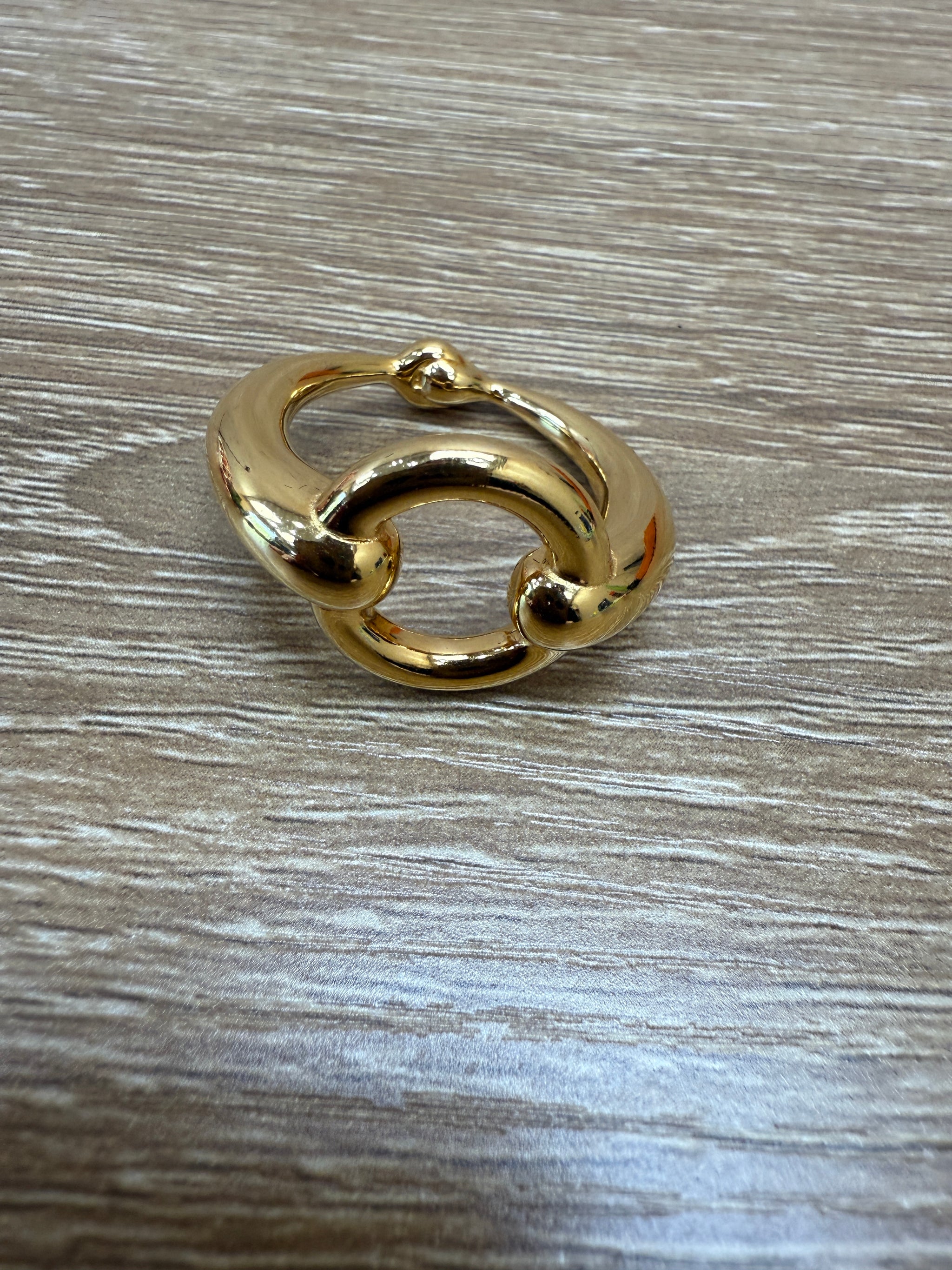 Hermes Gold Horsebit Circle Scarf Ring