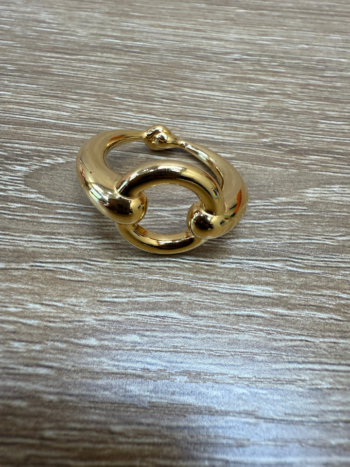 Hermes Gold Horsebit Circle Scarf Ring