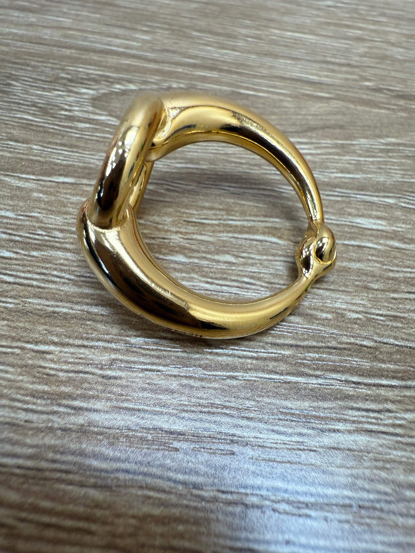 Hermes Gold Horsebit Circle Scarf Ring