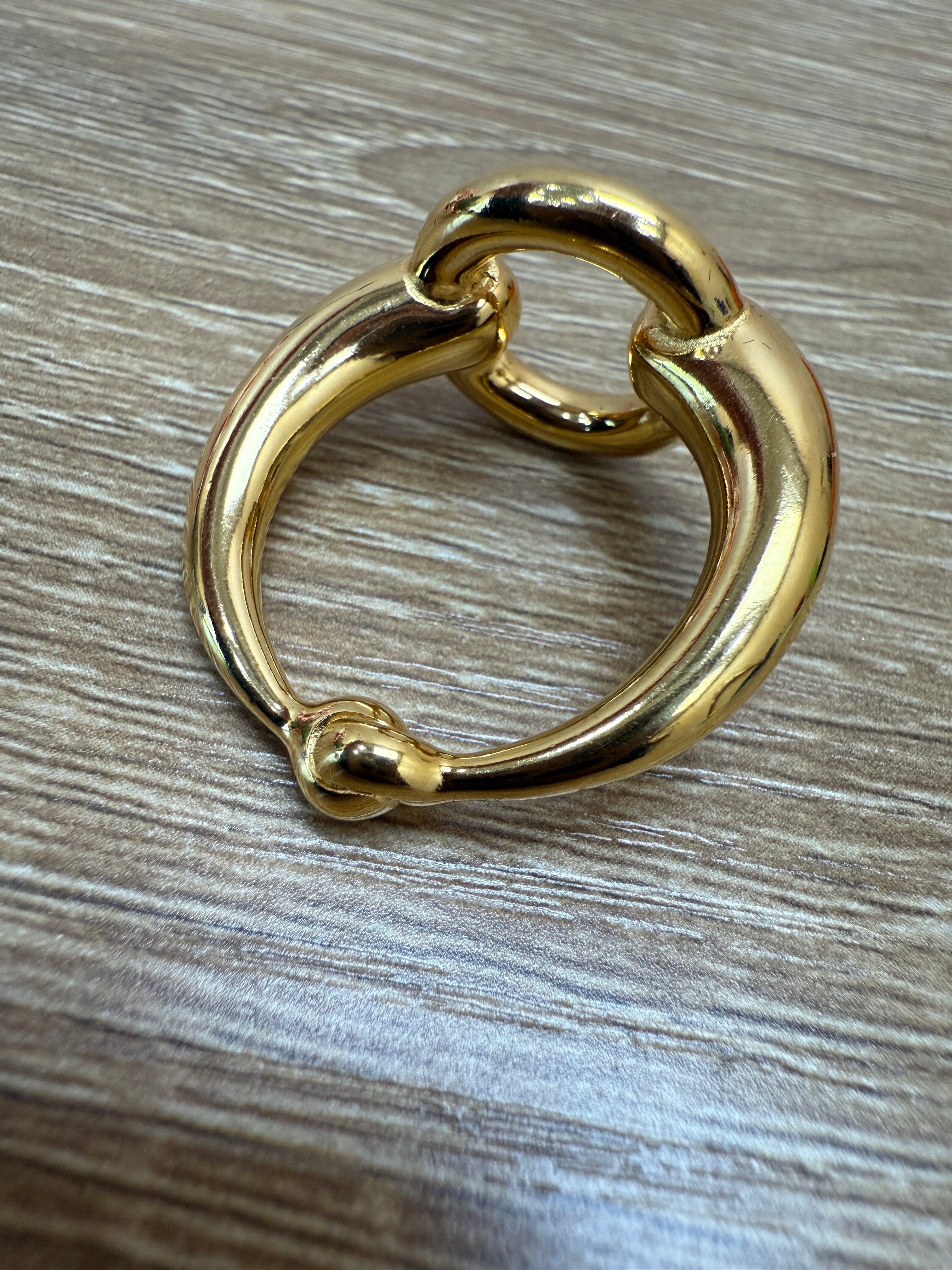Hermes Gold Horsebit Circle Scarf Ring