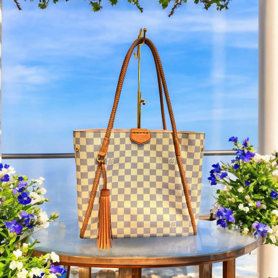 Louis Vuitton Damier Azur Propriano Braided Tote Shoulder Bag