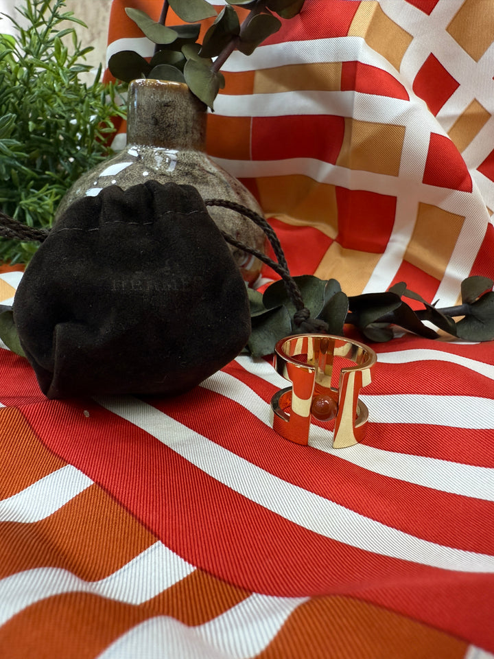 Hermes Pearl in H Gold Scarf Ring