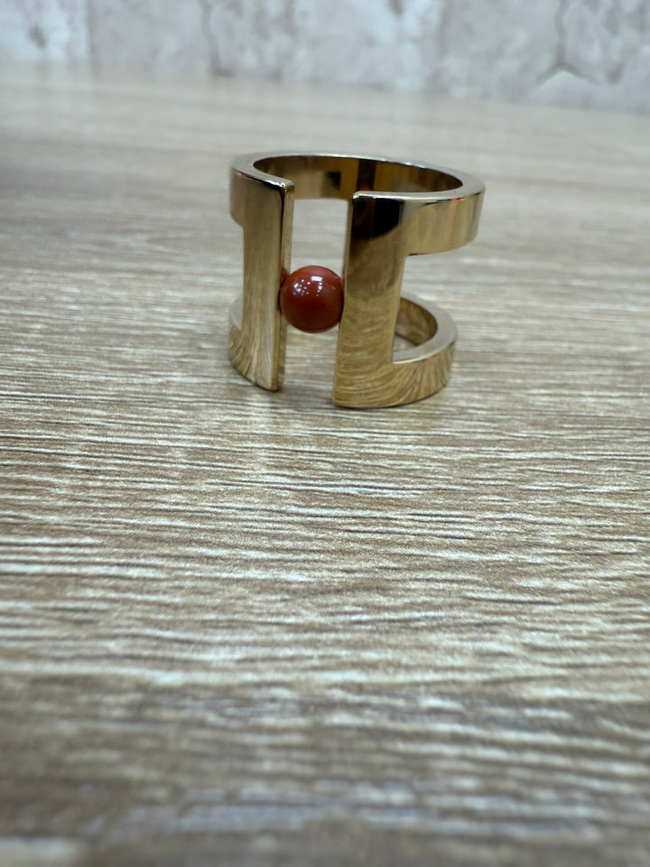 Hermes Pearl in H Gold Scarf Ring