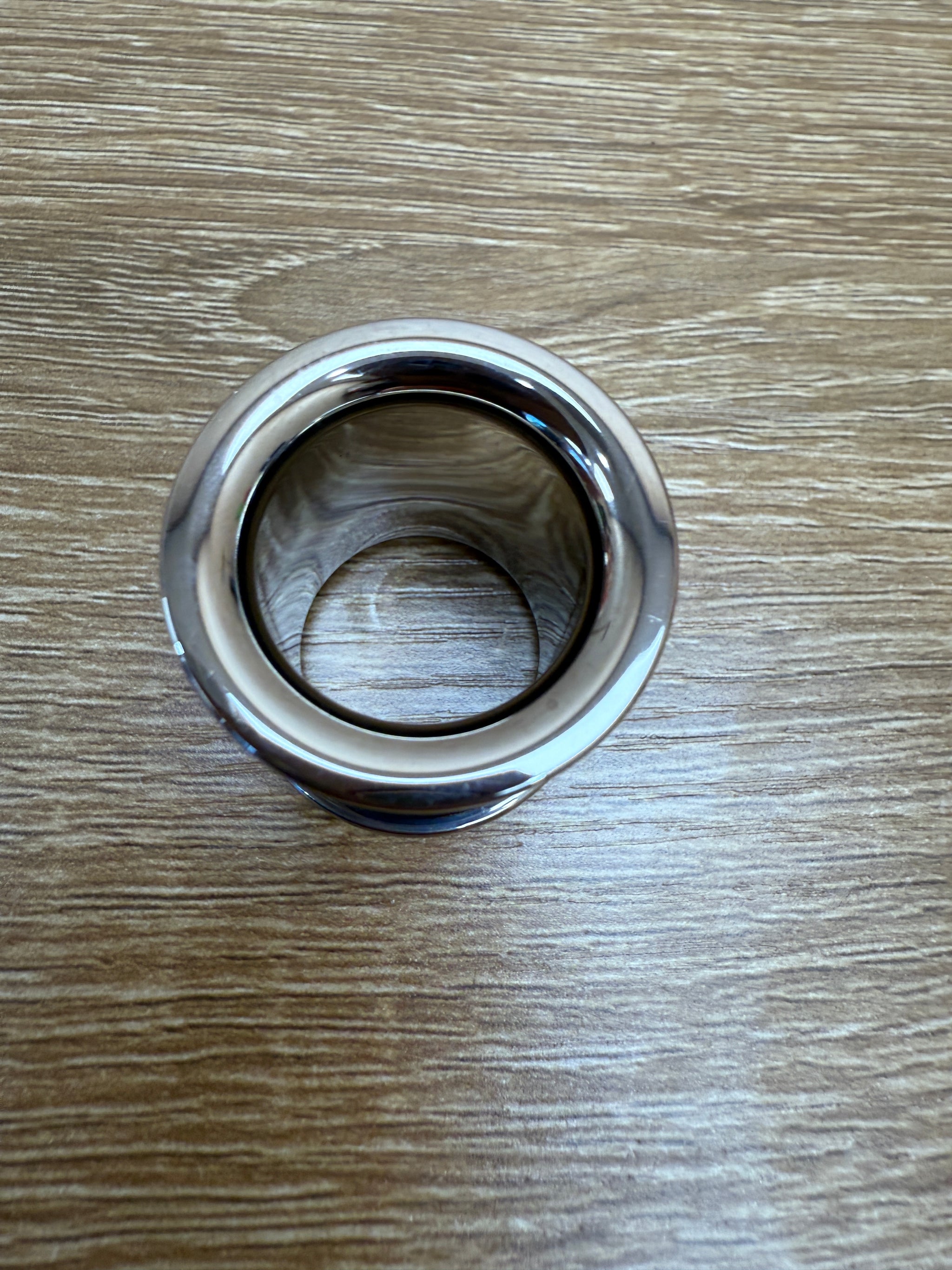 Hermes Black Leather & Silver Scarf Ring