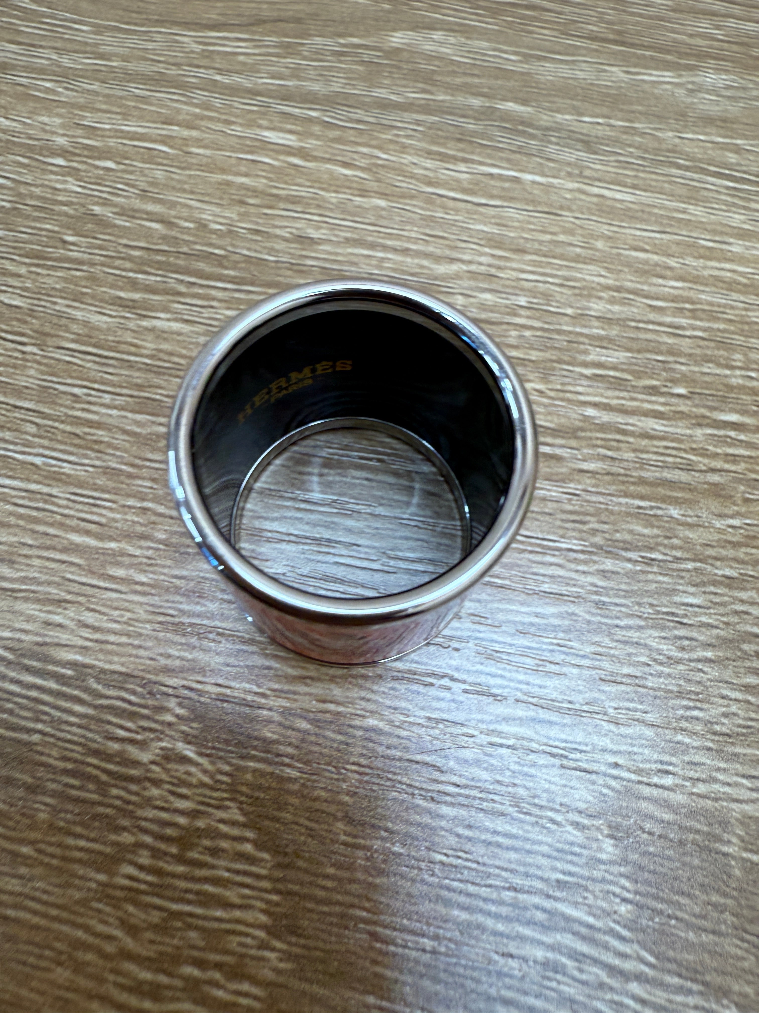 Hermes Orange Printed Enamel Scarf Ring