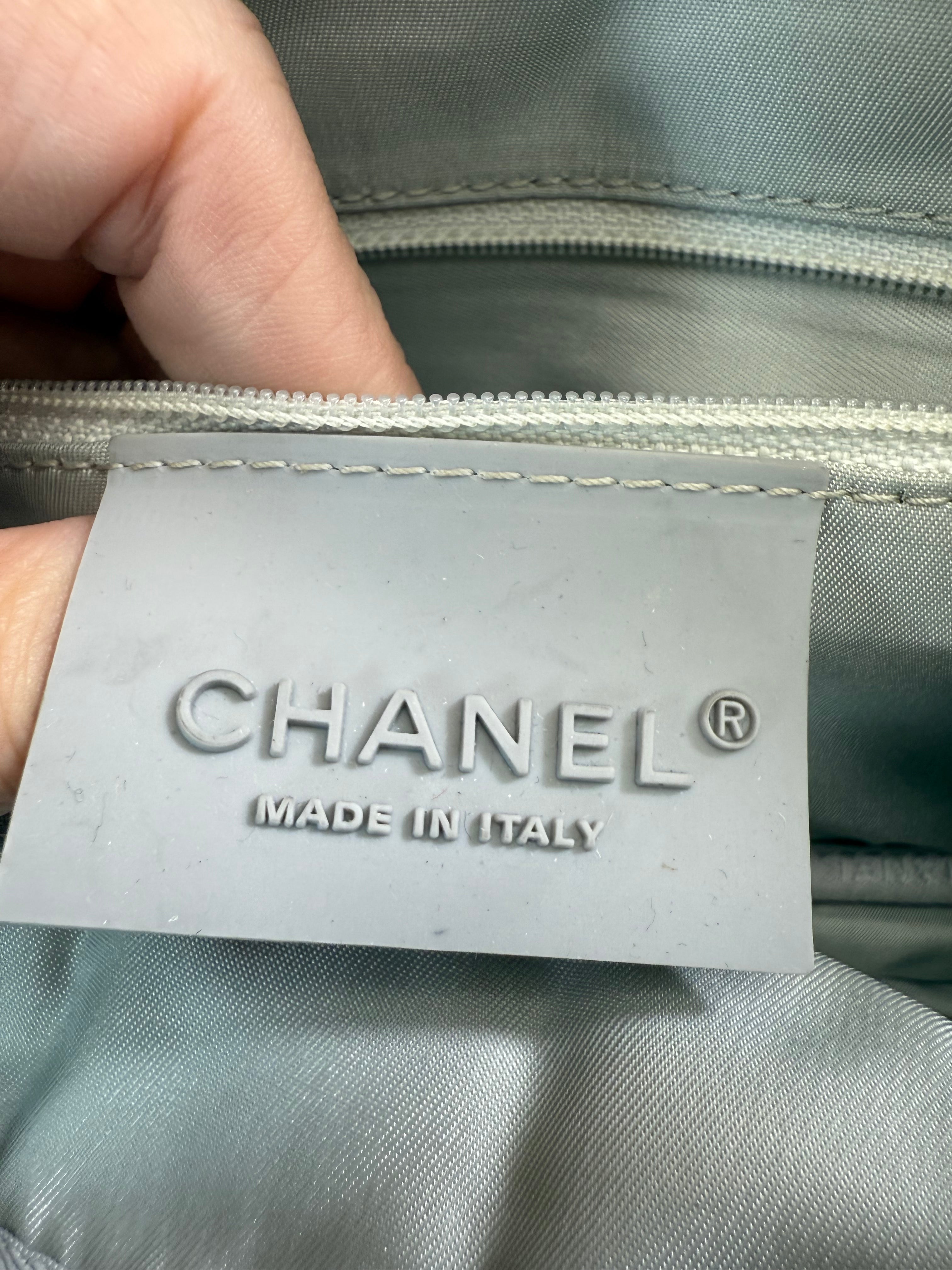 Chanel Light Grey Jersey Quilted Sport Line Flap Bag
