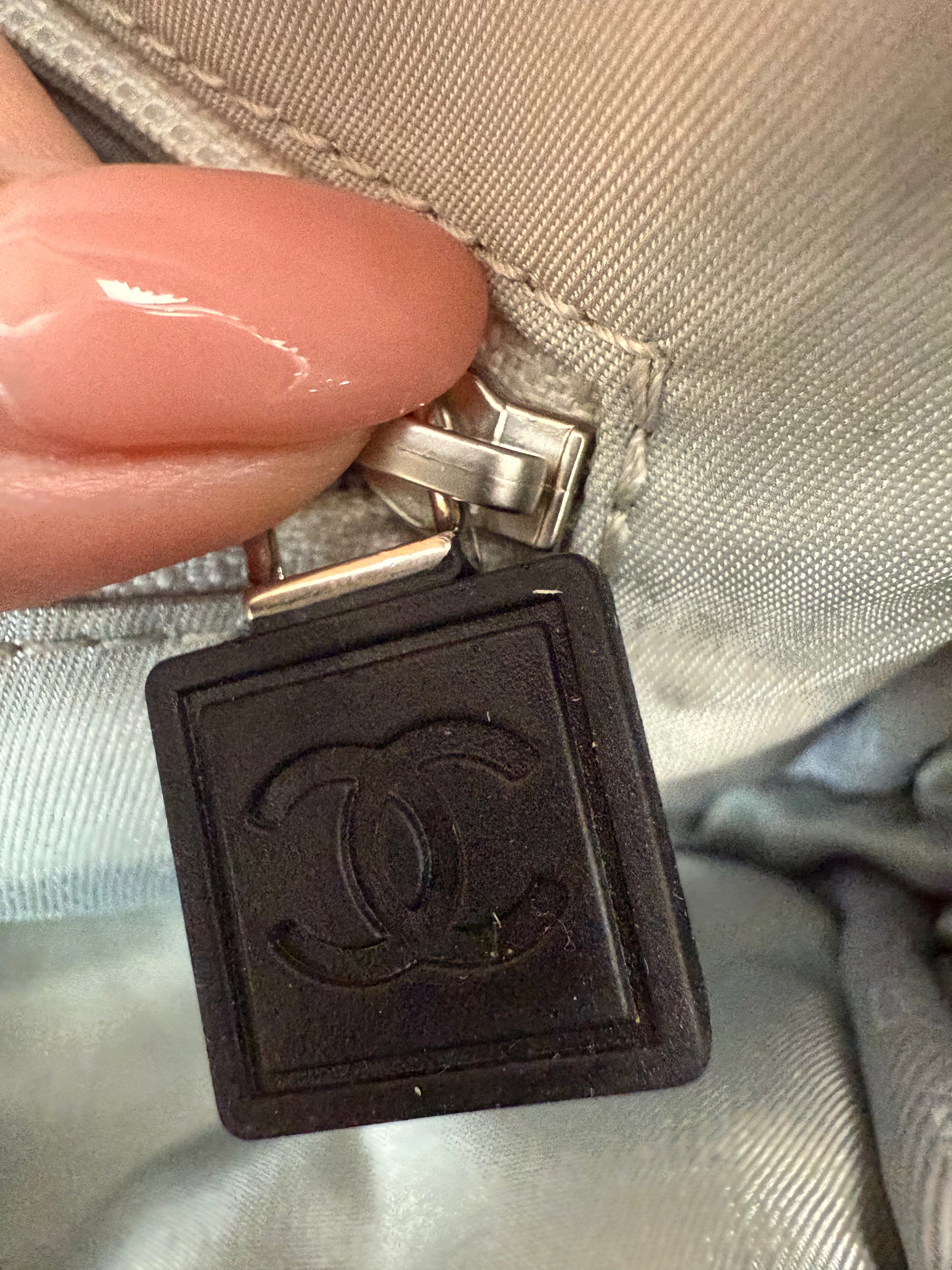 Chanel Light Grey Jersey Quilted Sport Line Flap Bag