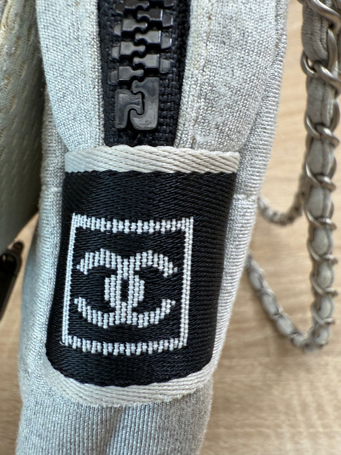 Chanel Light Grey Jersey Quilted Sport Line Flap Bag