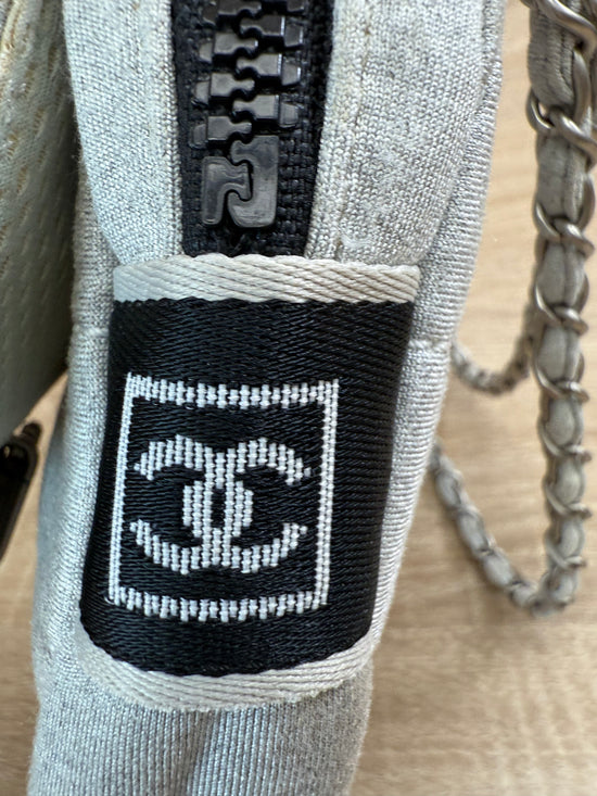 Chanel Light Grey Jersey Quilted Sport Line Flap Bag