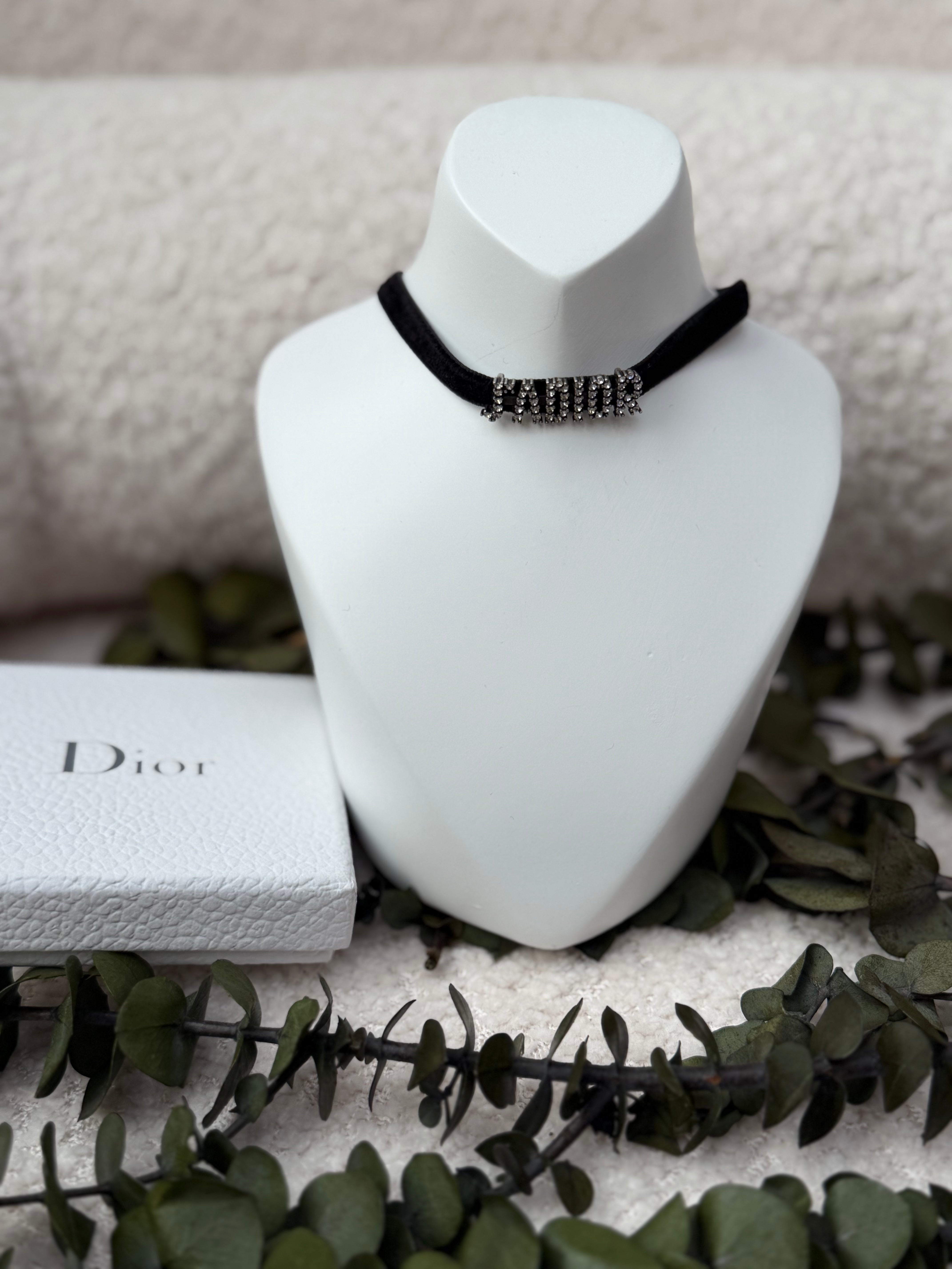 Christian Dior Black Velvet J’Adior Choker Necklace