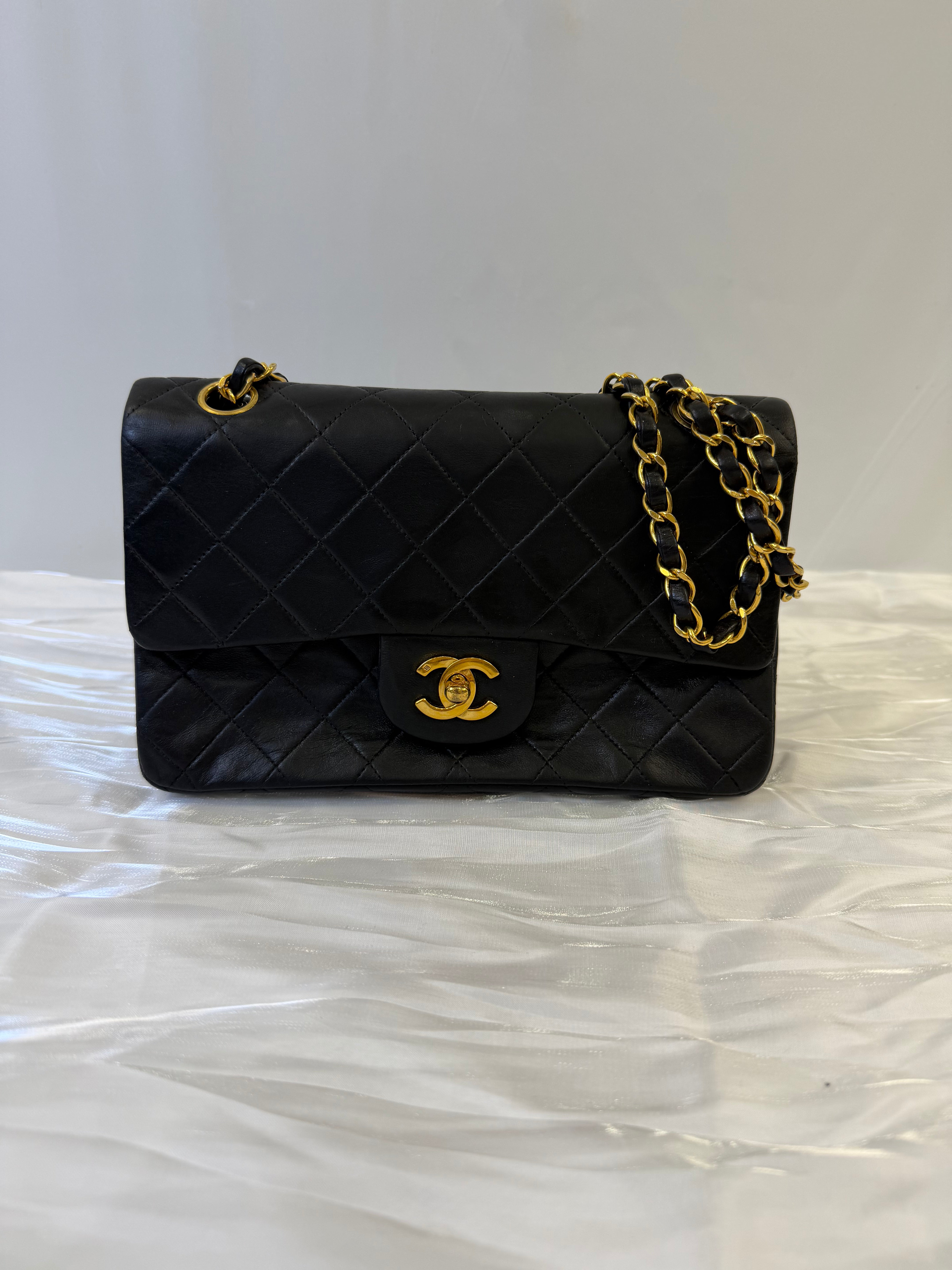 Chanel Black Lambskin Small Classic Double Flap Bag