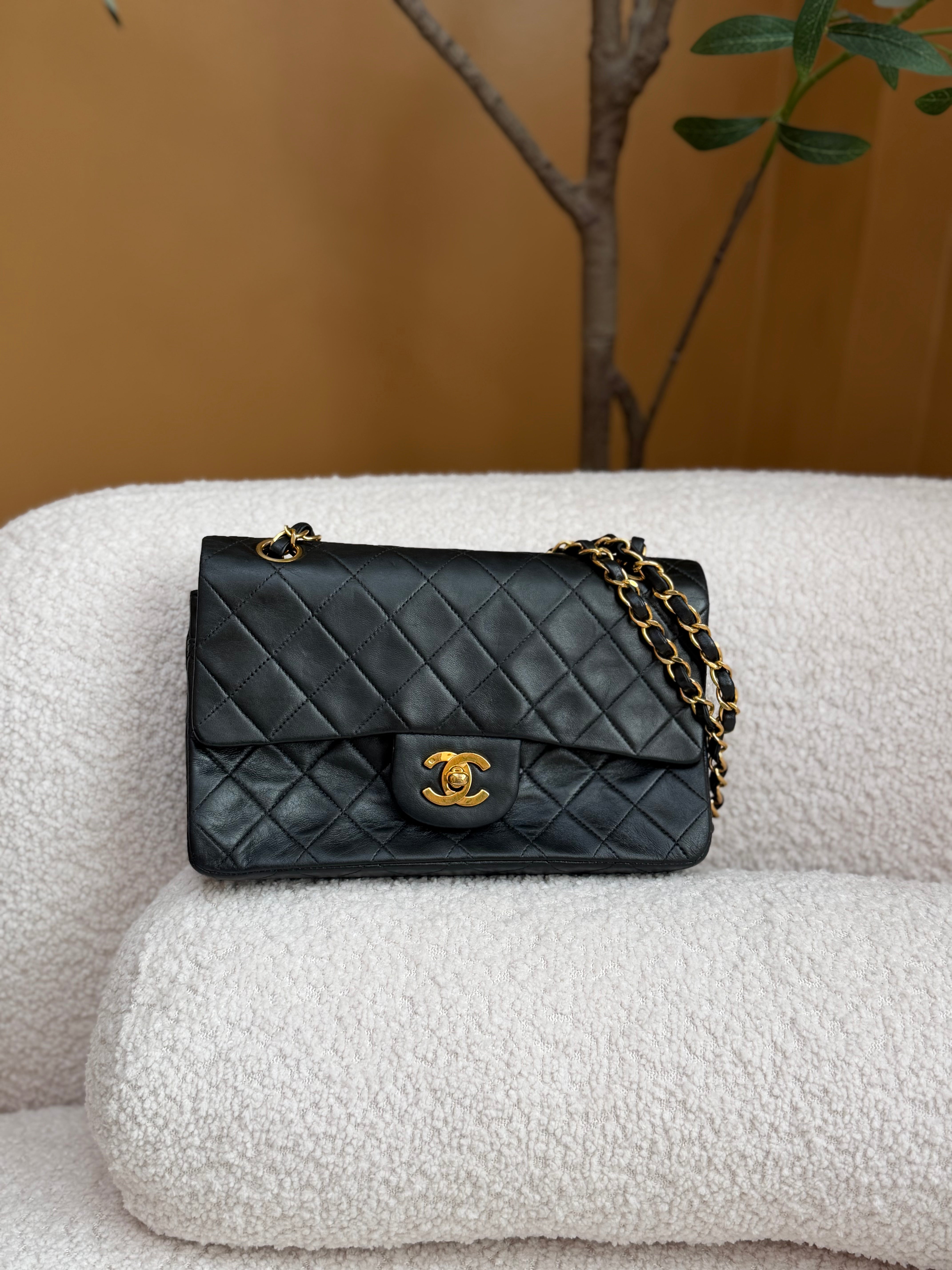 Chanel Black Lambskin Small Classic Double Flap Bag