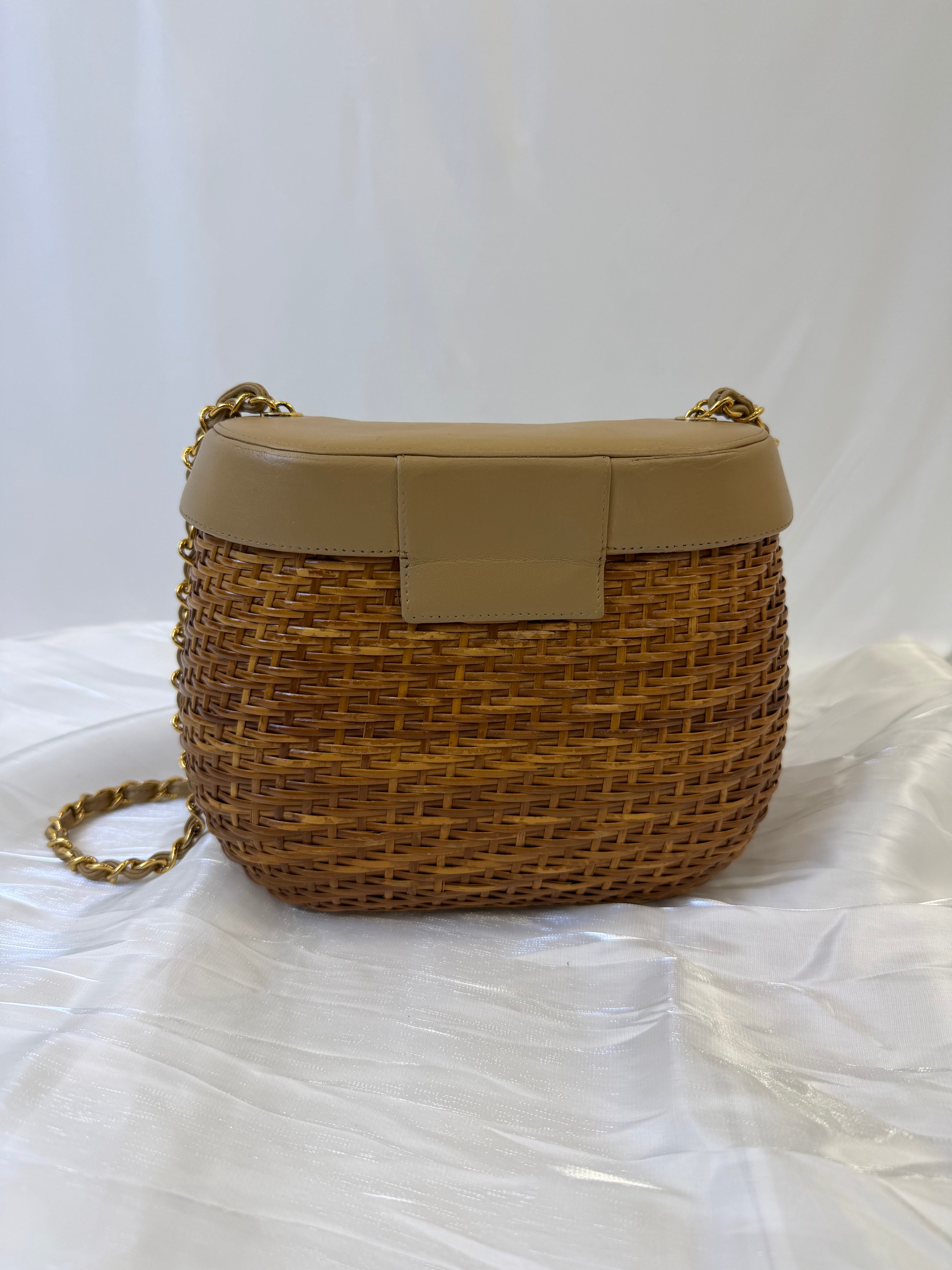 Chanel Brown Wicker Picnic Crossbody Bag