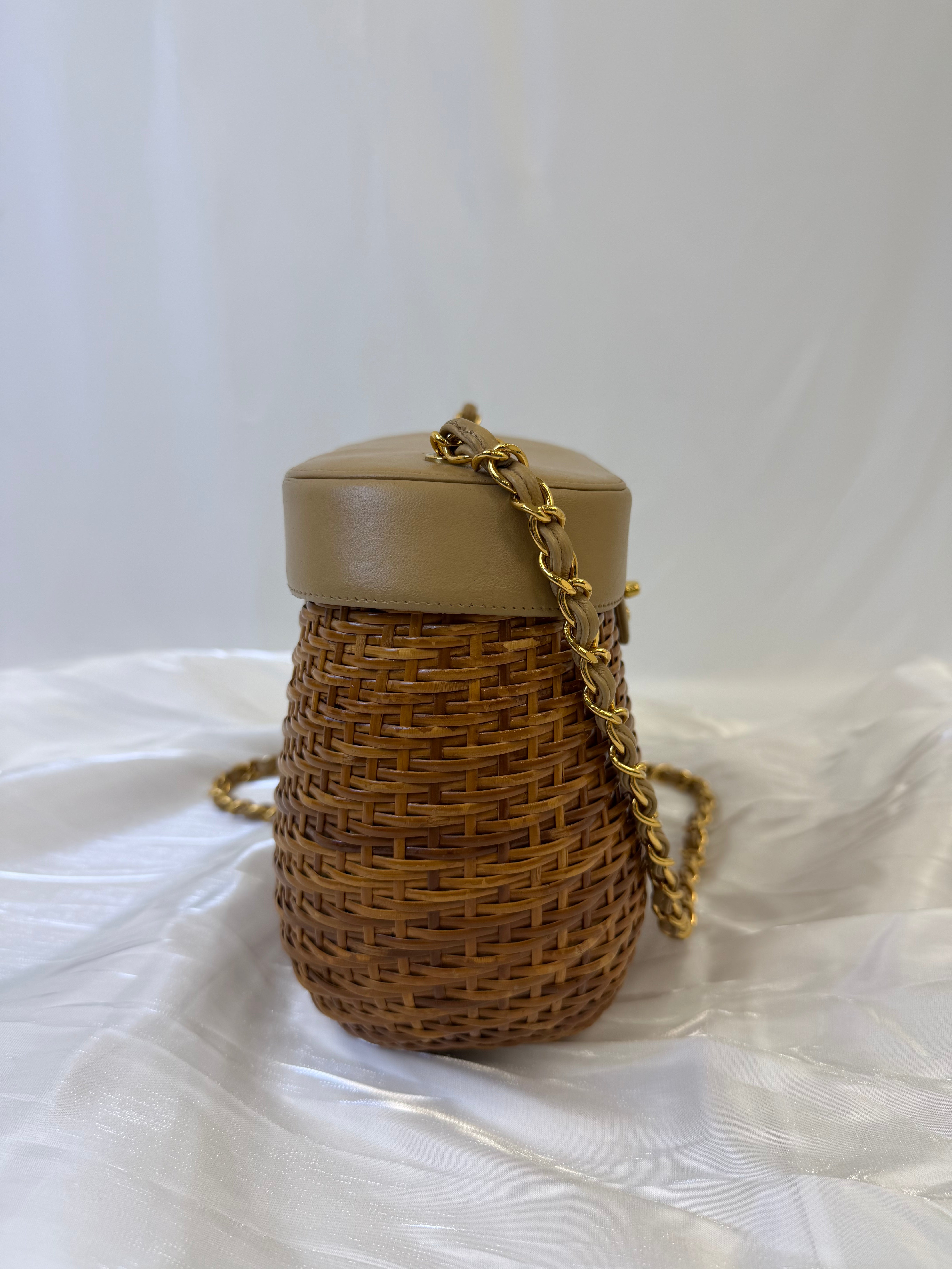 Chanel Brown Wicker Picnic Crossbody Bag
