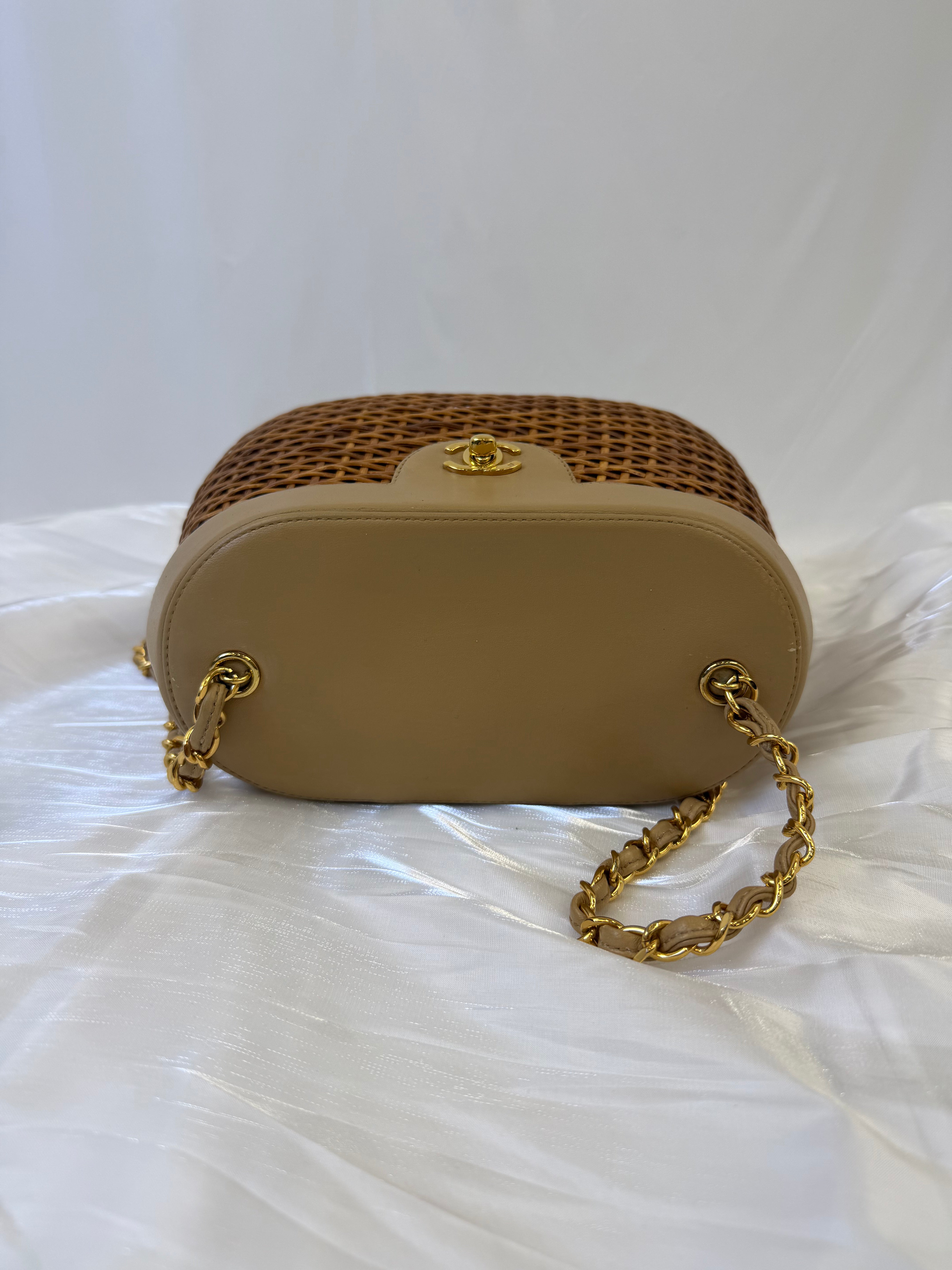 Chanel Brown Wicker Picnic Crossbody Bag