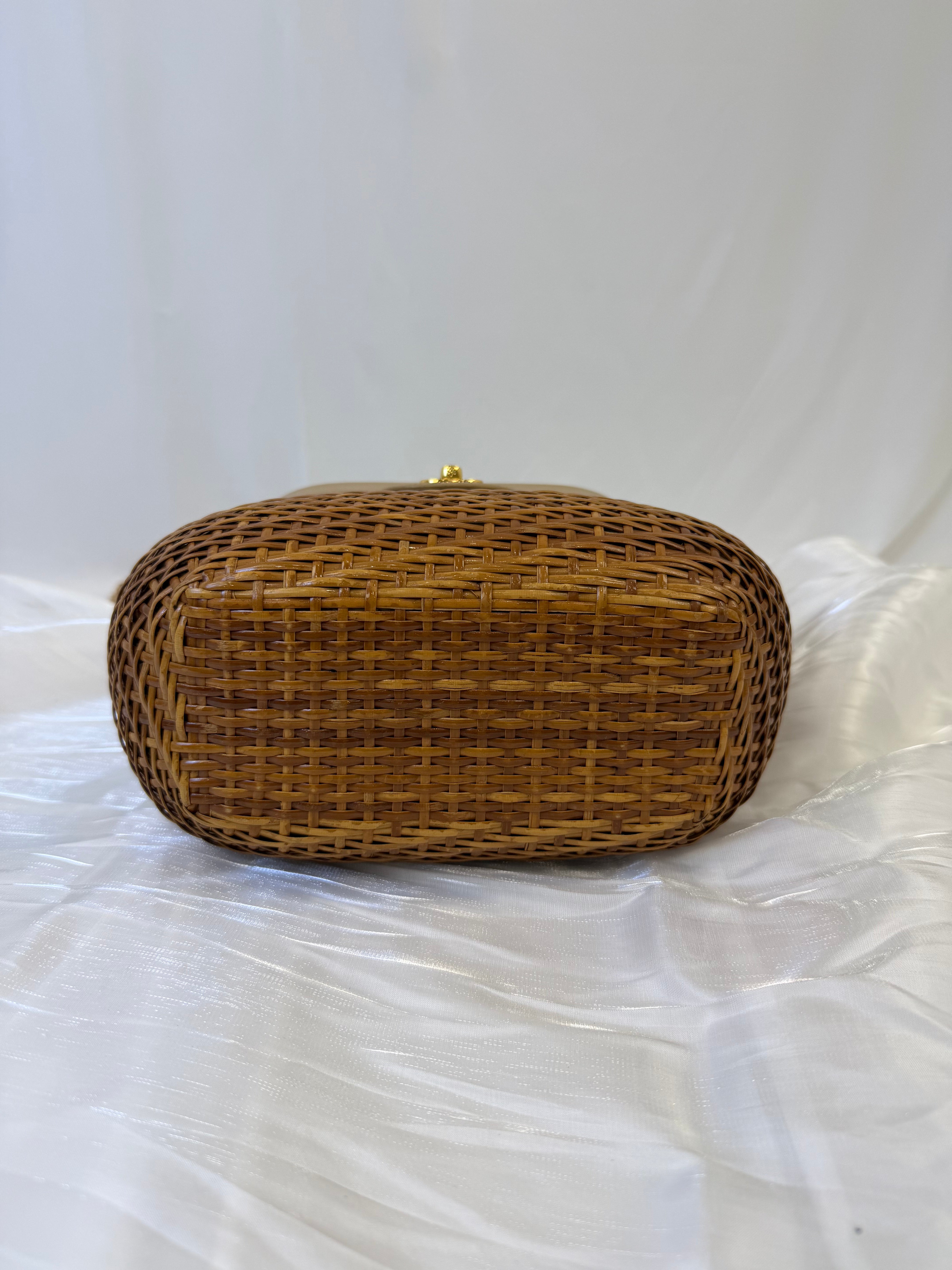 Chanel Brown Wicker Picnic Crossbody Bag