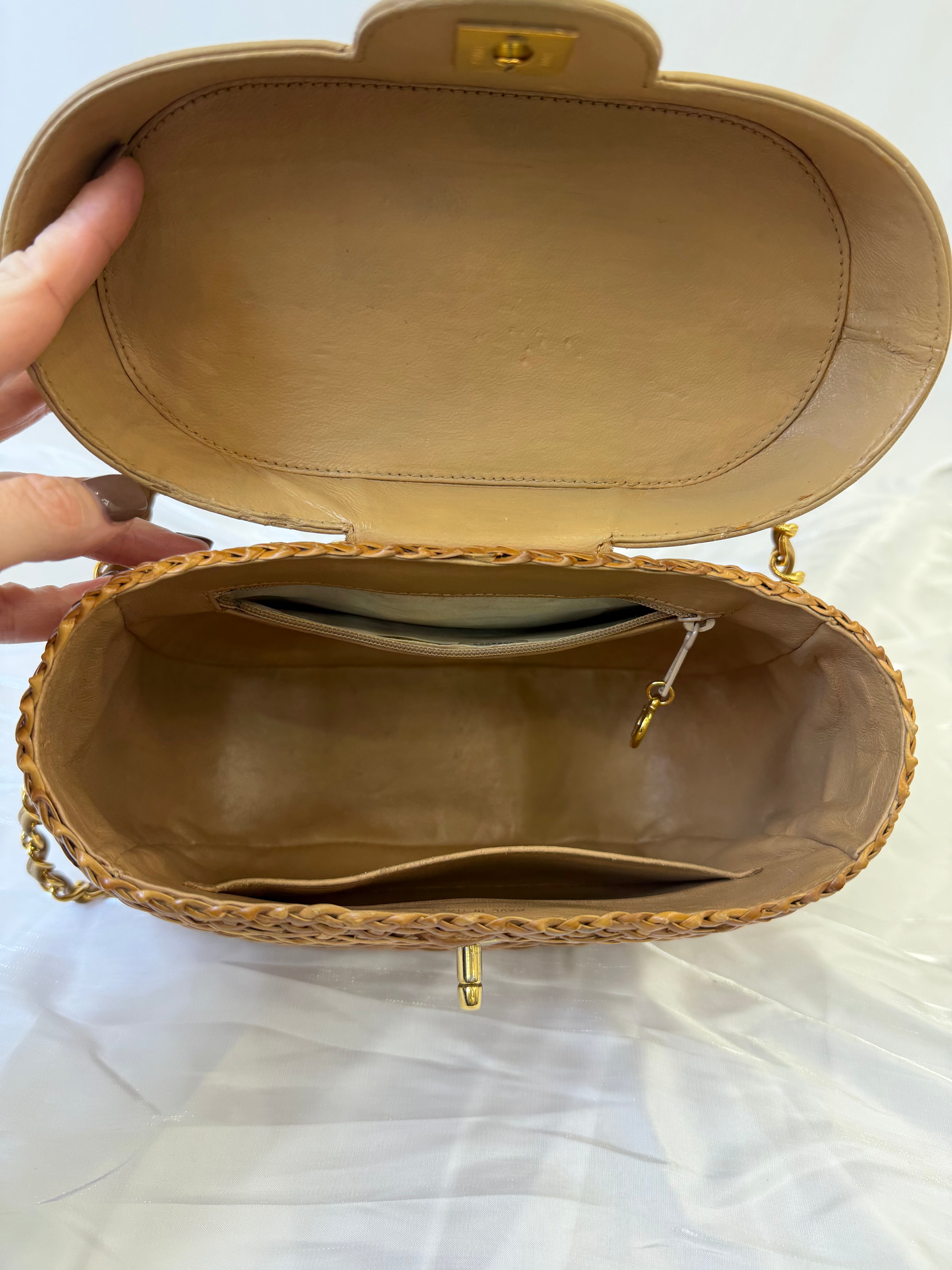 Chanel Brown Wicker Picnic Crossbody Bag