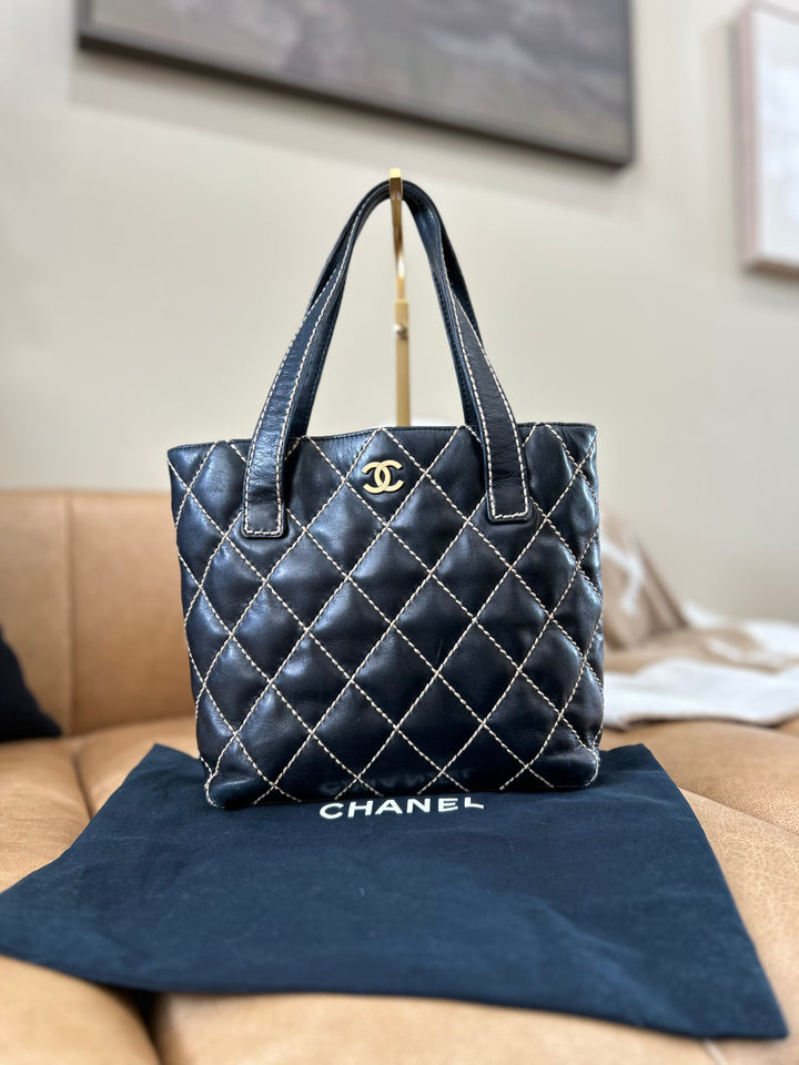Chanel Black Quilted Wildstitch Tote