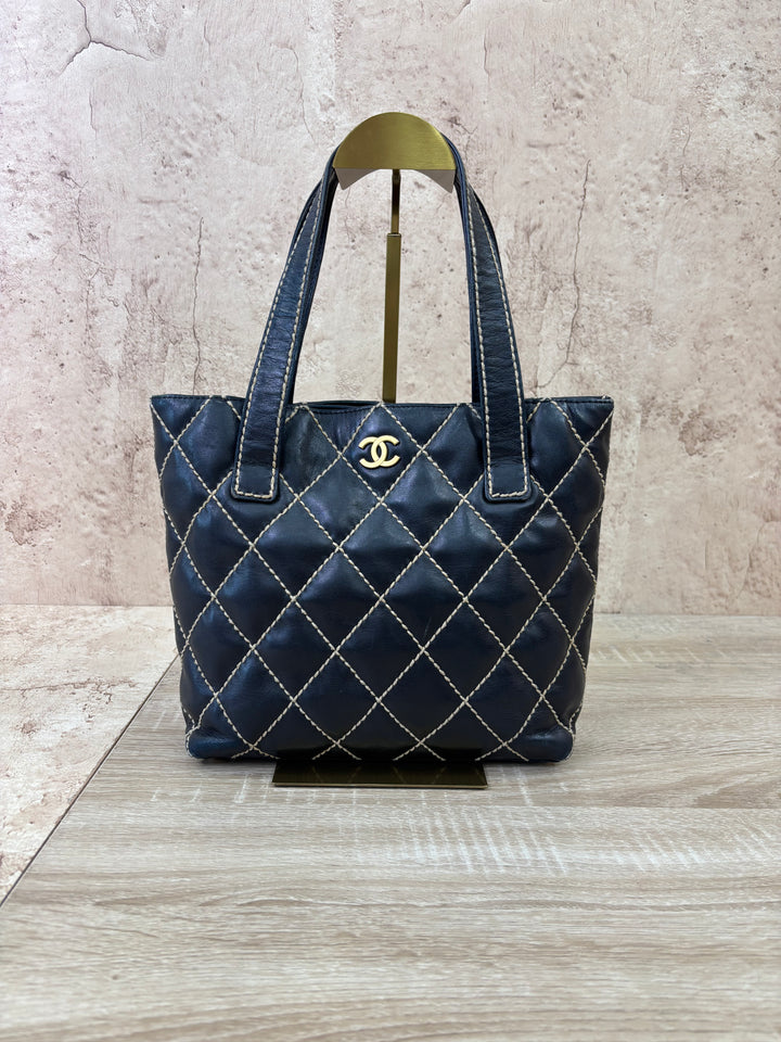 Chanel Black Quilted Wildstitch Tote