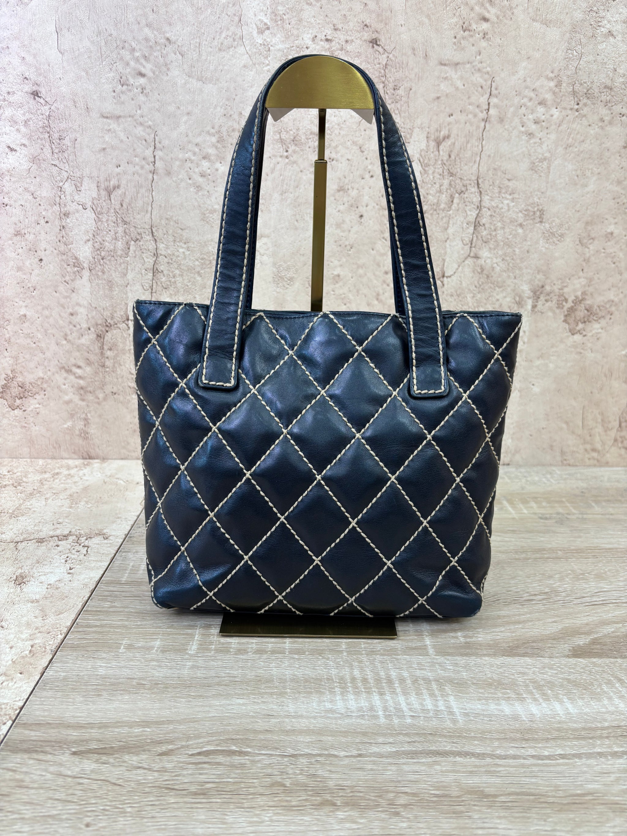 Chanel Black Quilted Wildstitch Tote