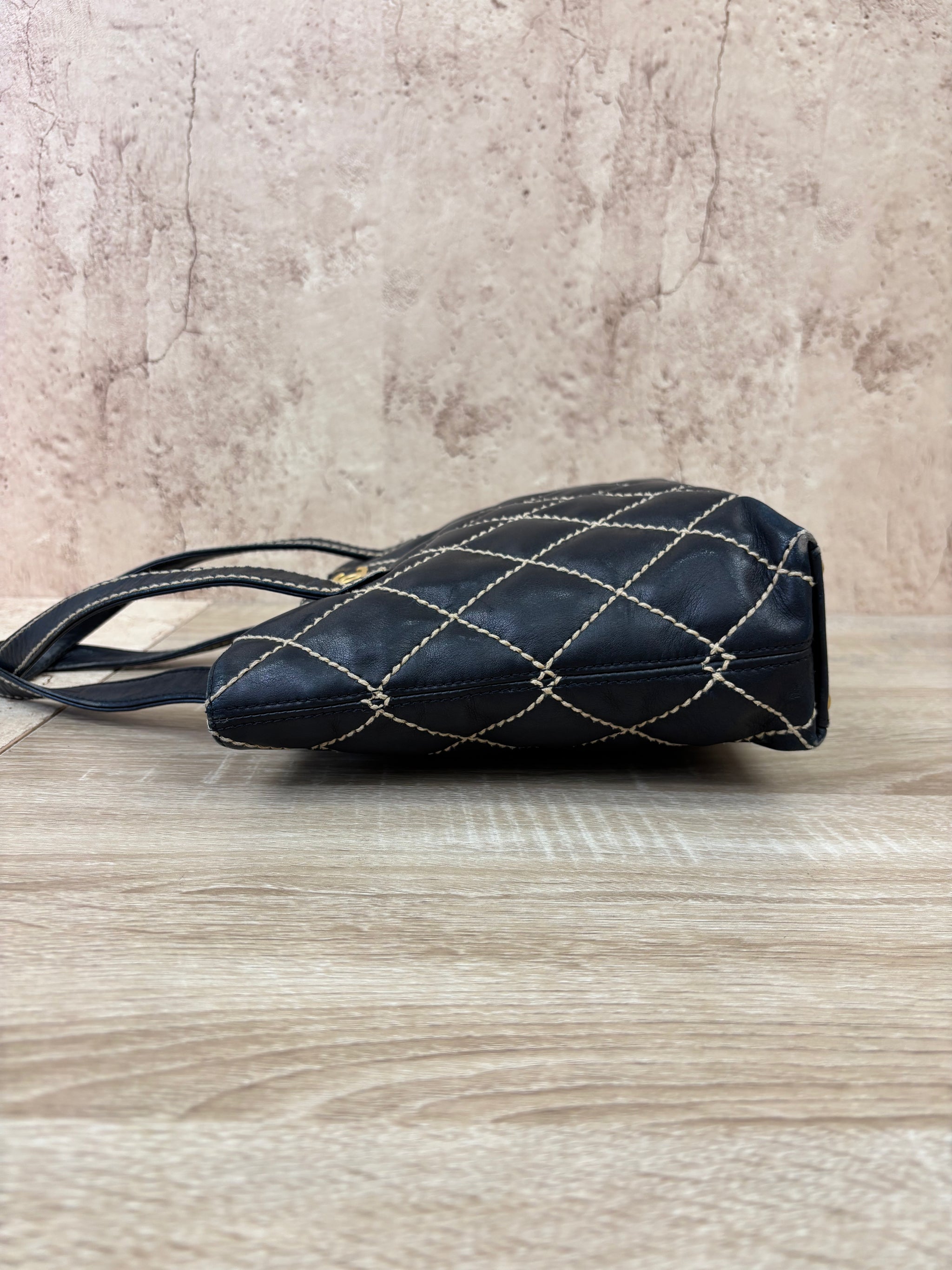 Chanel Black Quilted Wildstitch Tote
