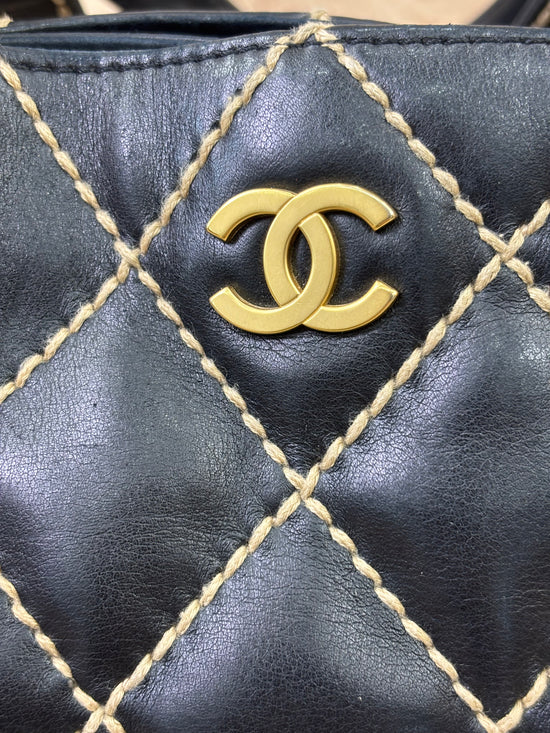 Chanel Black Quilted Wildstitch Tote